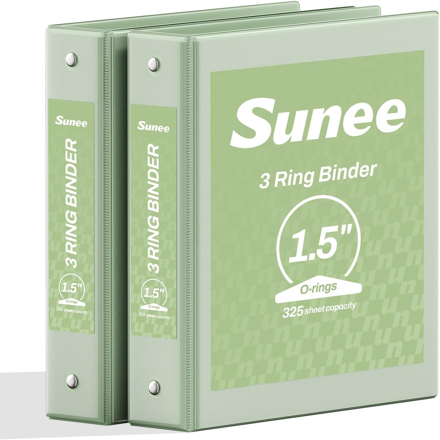 image:imageSUNEE 3 Ring Binder 15 Inch 2 Pack Clear View Binder Three Ring PVCFree Fit 85x11 Inches for School or Office Supplies YellowSage Green