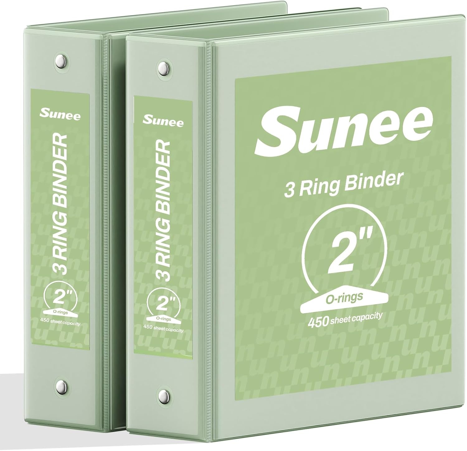 image:imageSUNEE 3 Ring Binder 15 Inch 2 Pack Clear View Binder Three Ring PVCFree Fit 85x11 Inches for School or Office Supplies YellowSage Green