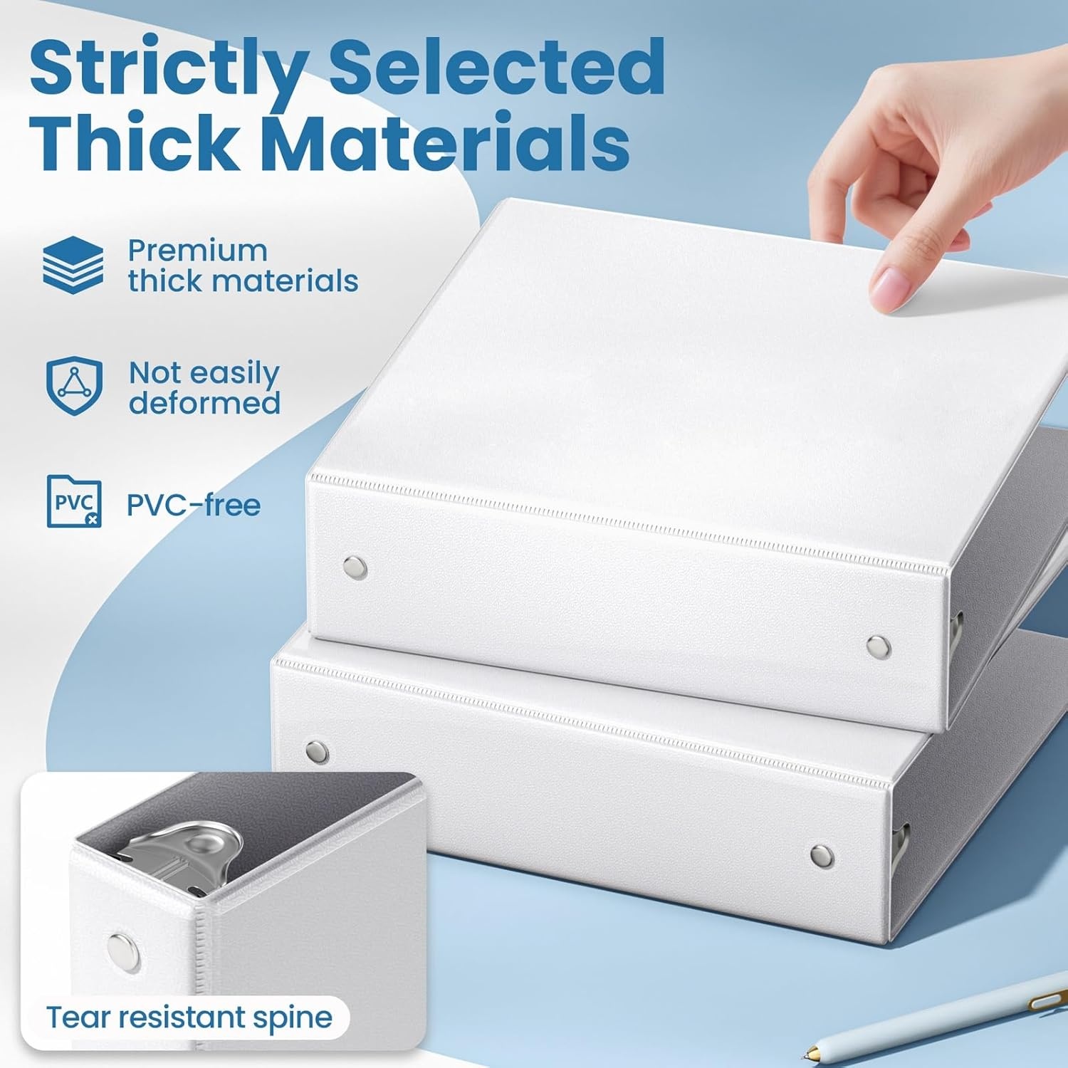 image:imageSUNEE 3 Ring Binder 2 Inch 2 Pack Clear View Three Ring PVCFree Fit 85x11 Inches for School or Office Supplies WhiteWhite