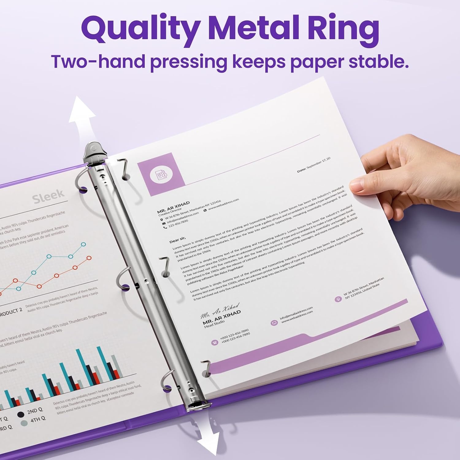 image:imageSUNEE 3 Ring Binder 2 Inch Clear View Binder Three Ring PVCFree Fit 85x11 Inches for School or Office Supplies Light Purple 2 PackDark Purple