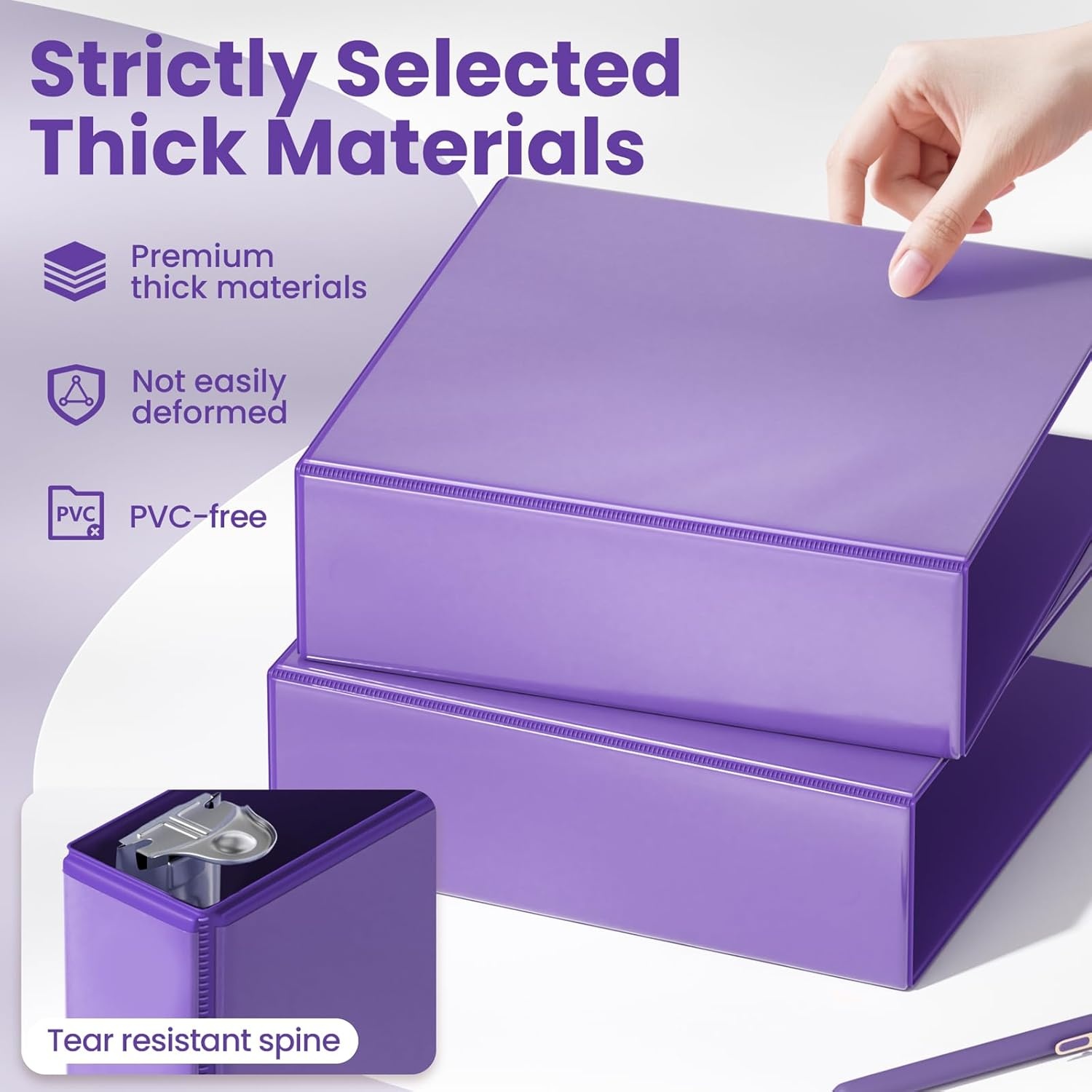 image:imageSUNEE 3 Ring Binder 2 Inch Clear View Binder Three Ring PVCFree Fit 85x11 Inches for School or Office Supplies Light Purple 2 PackDark Purple
