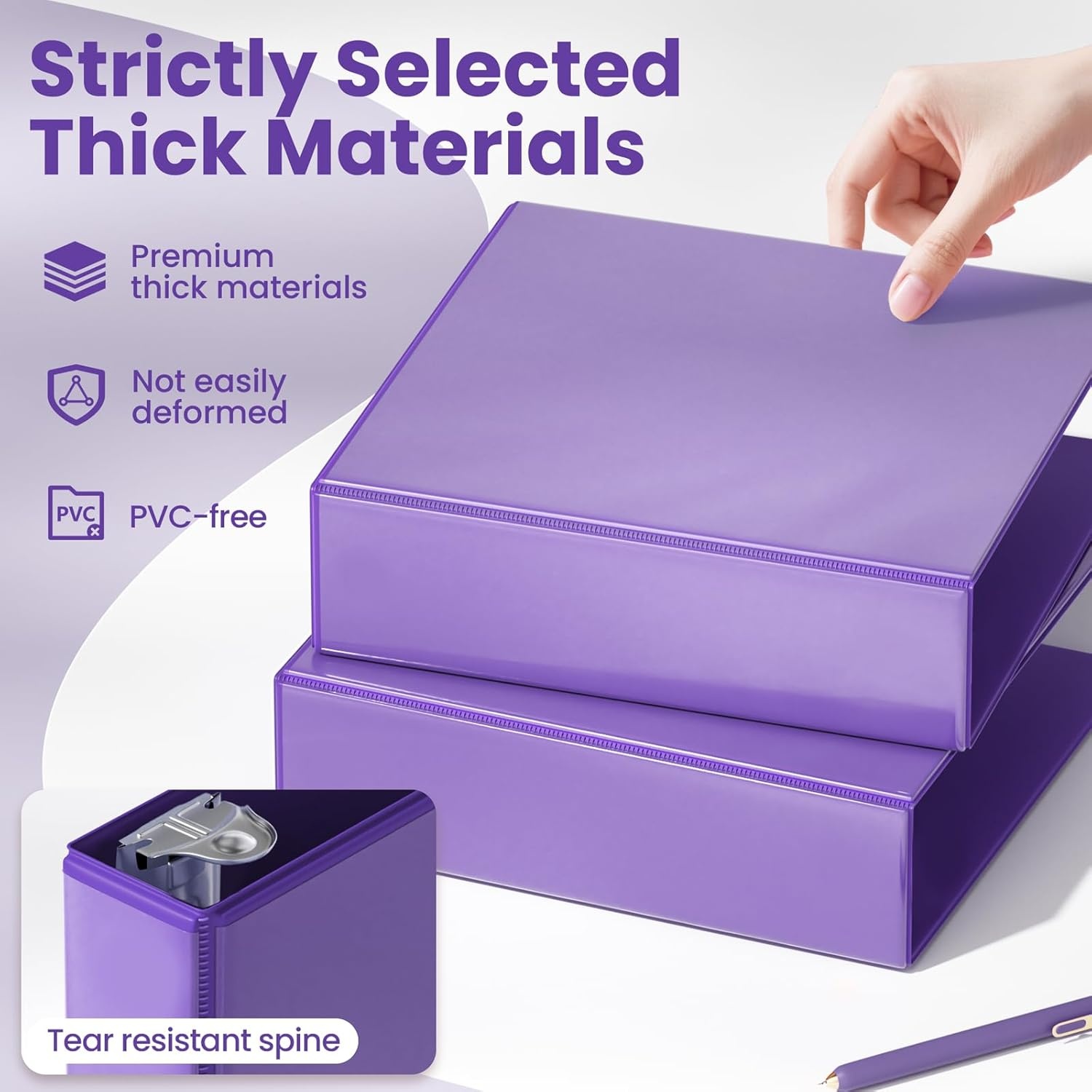 image:imageSUNEE 3 Ring Binder 2 Inch Clear View Binder Three Ring PVCFree Fit 85x11 Inches for School or Office Supplies Light Purple 2 PackDark Purple