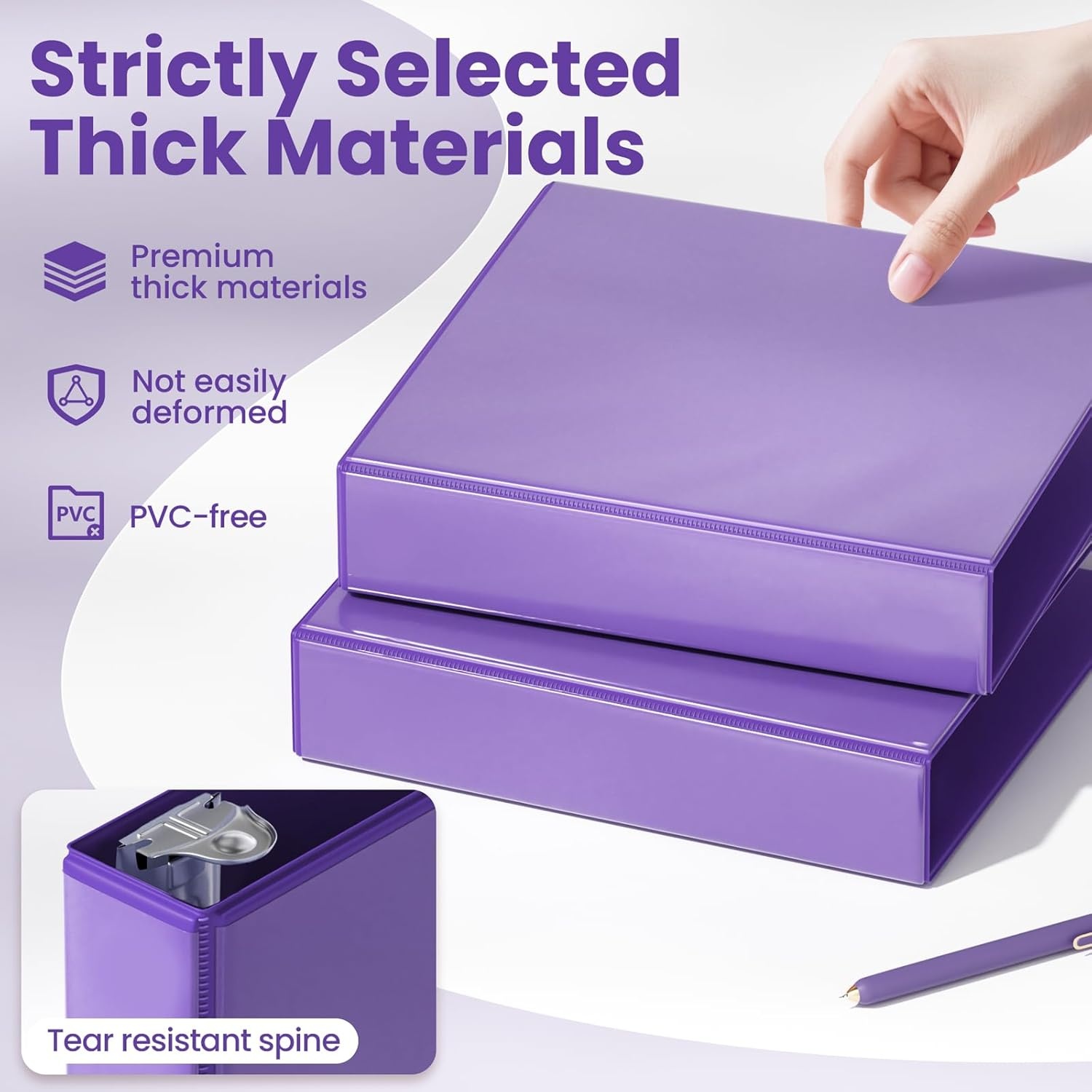 image:imageSUNEE 3 Ring Binder 2 Inch Clear View Binder Three Ring PVCFree Fit 85x11 Inches for School or Office Supplies Light Purple 2 PackDark Purple