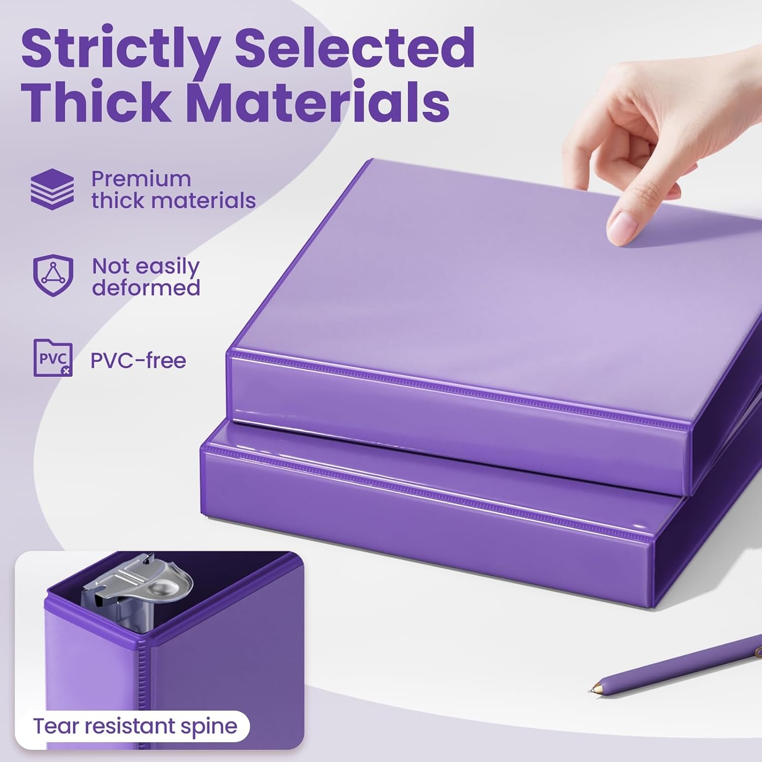 image:imageSUNEE 3 Ring Binder 2 Inch Clear View Binder Three Ring PVCFree Fit 85x11 Inches for School or Office Supplies Light Purple 2 PackDark Purple