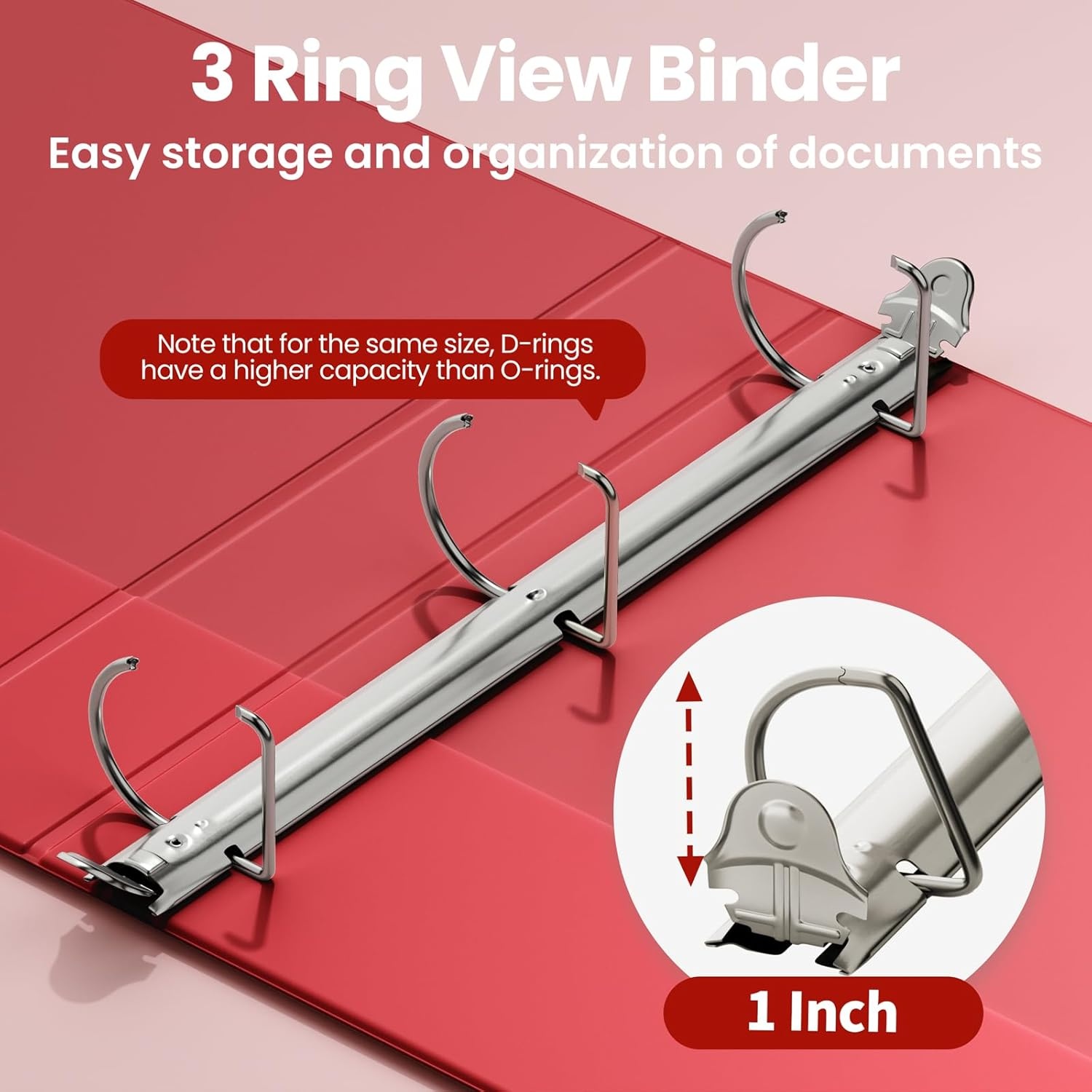 image:imageSUNEE 3 Ring Binder 2 Inch Clear View Binder Three Ring PVCFree Fit 85x11 Inches for School or Office Supplies Light Purple 2 PackDark Red