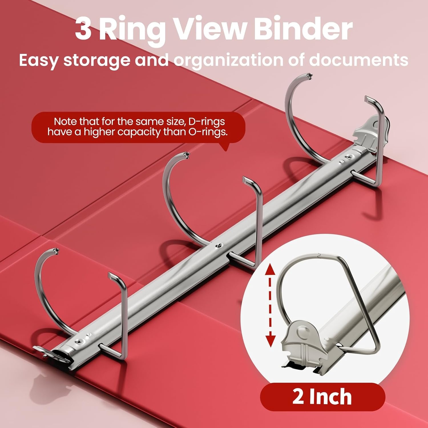 image:imageSUNEE 3 Ring Binder 2 Inch Clear View Binder Three Ring PVCFree Fit 85x11 Inches for School or Office Supplies Light Purple 2 PackDark Red