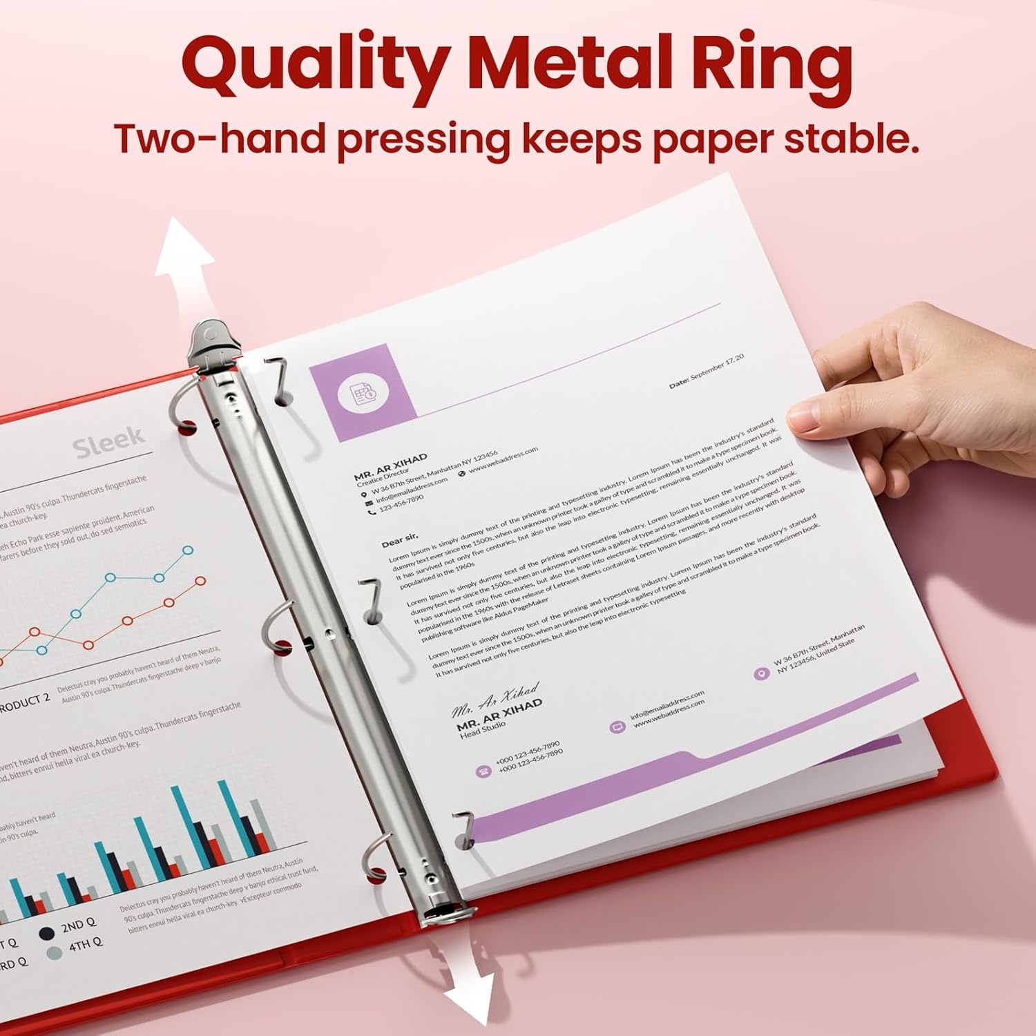 image:imageSUNEE 3 Ring Binder 2 Inch Clear View Binder Three Ring PVCFree Fit 85x11 Inches for School or Office Supplies Light Purple 2 PackDark Red