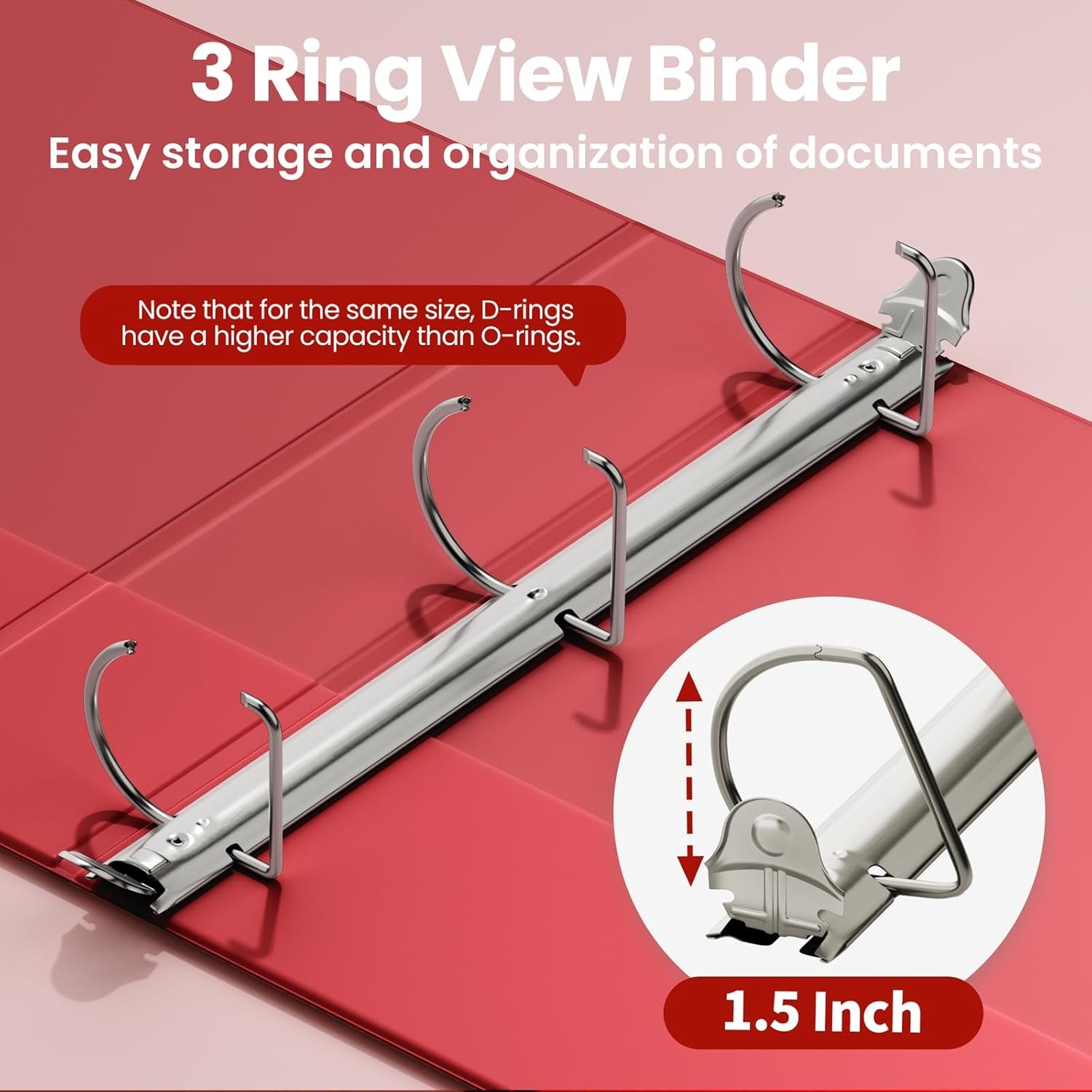 image:imageSUNEE 3 Ring Binder 2 Inch Clear View Binder Three Ring PVCFree Fit 85x11 Inches for School or Office Supplies Light Purple 2 PackDark Red