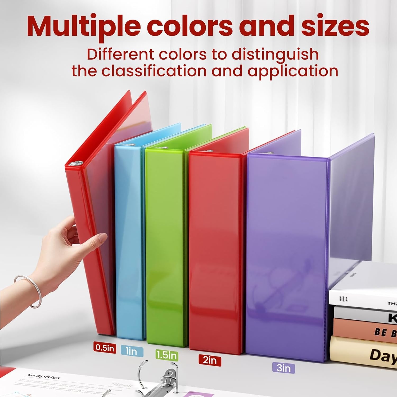 image:imageSUNEE 3 Ring Binder 2 Inch Clear View Binder Three Ring PVCFree Fit 85x11 Inches for School or Office Supplies Light Purple 2 PackDark Red