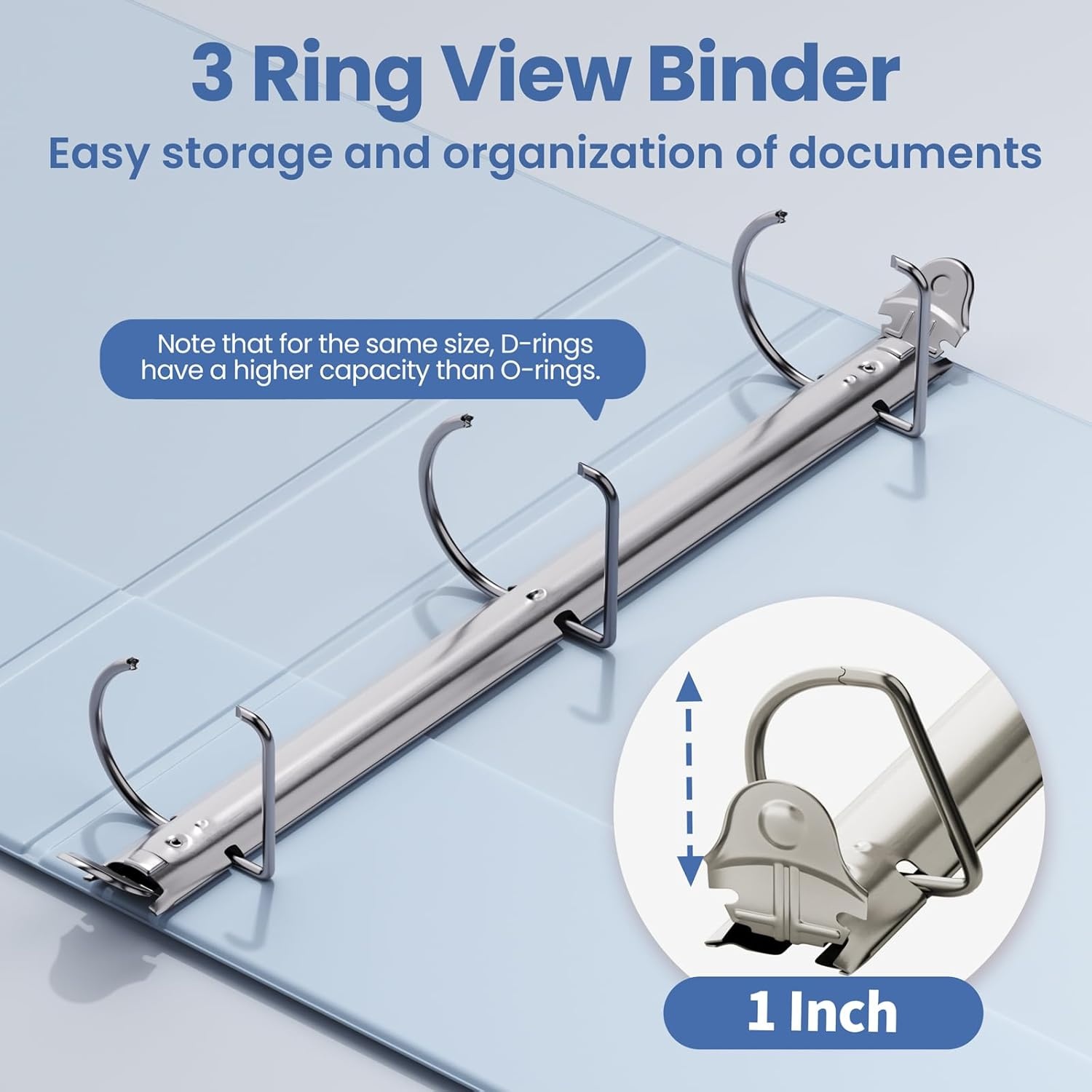 image:imageSUNEE 3 Ring Binder 2 Inch Clear View Binder Three Ring PVCFree Fit 85x11 Inches for School or Office Supplies Light Purple 2 PackHaze Blue