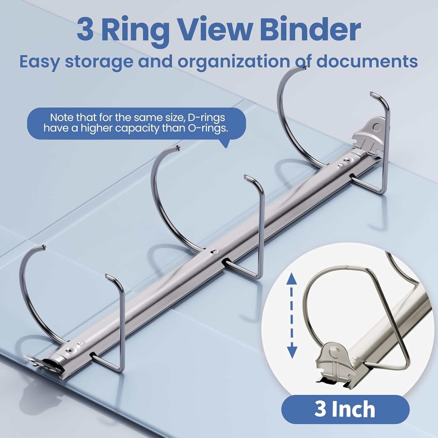 image:imageSUNEE 3 Ring Binder 2 Inch Clear View Binder Three Ring PVCFree Fit 85x11 Inches for School or Office Supplies Light Purple 2 PackHaze Blue