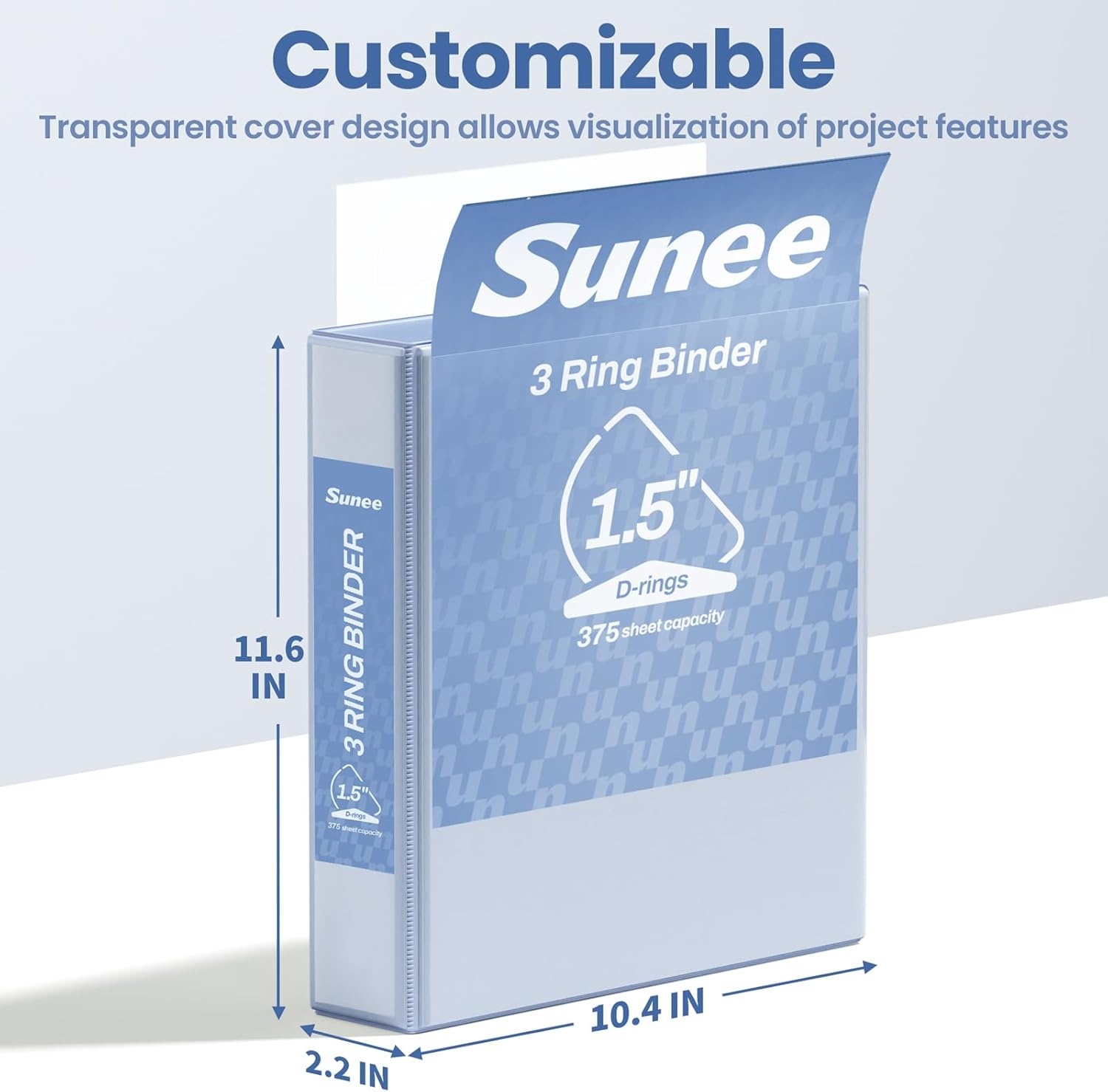 image:imageSUNEE 3 Ring Binder 2 Inch Clear View Binder Three Ring PVCFree Fit 85x11 Inches for School or Office Supplies Light Purple 2 PackHaze Blue