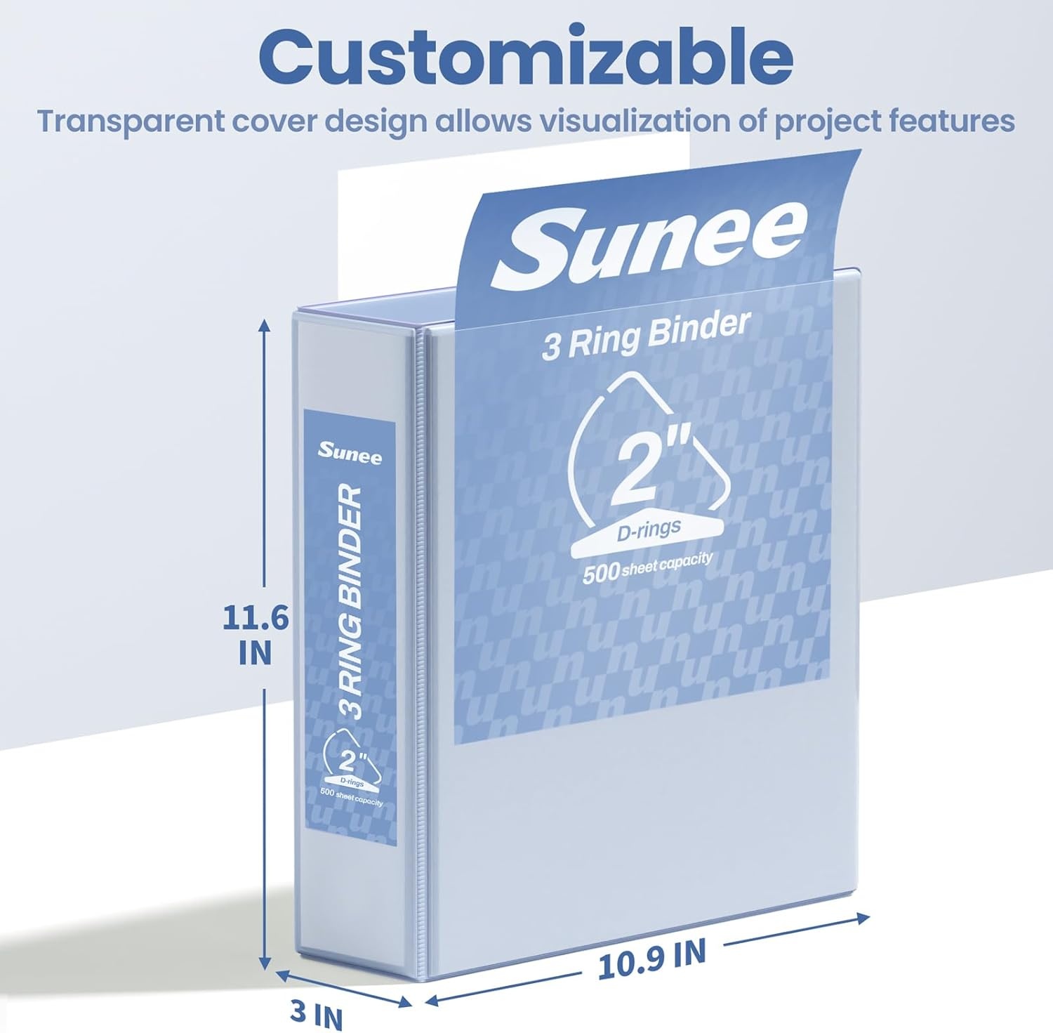 image:imageSUNEE 3 Ring Binder 2 Inch Clear View Binder Three Ring PVCFree Fit 85x11 Inches for School or Office Supplies Light Purple 2 PackHaze Blue