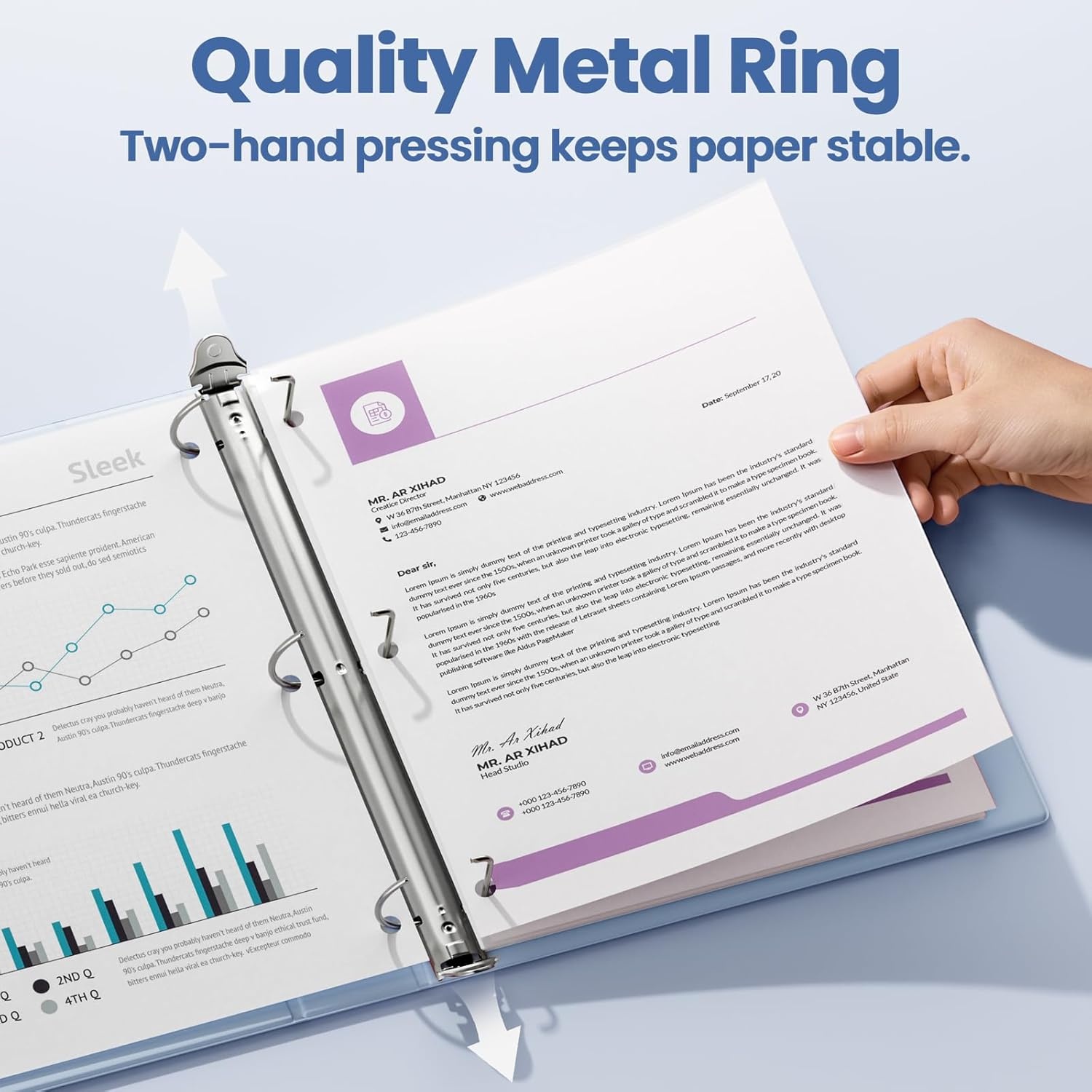image:imageSUNEE 3 Ring Binder 2 Inch Clear View Binder Three Ring PVCFree Fit 85x11 Inches for School or Office Supplies Light Purple 2 PackHaze Blue