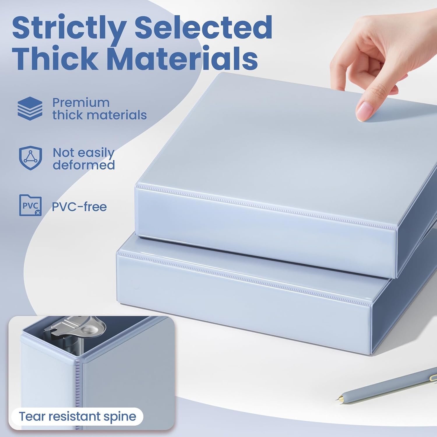 image:imageSUNEE 3 Ring Binder 2 Inch Clear View Binder Three Ring PVCFree Fit 85x11 Inches for School or Office Supplies Light Purple 2 PackHaze Blue