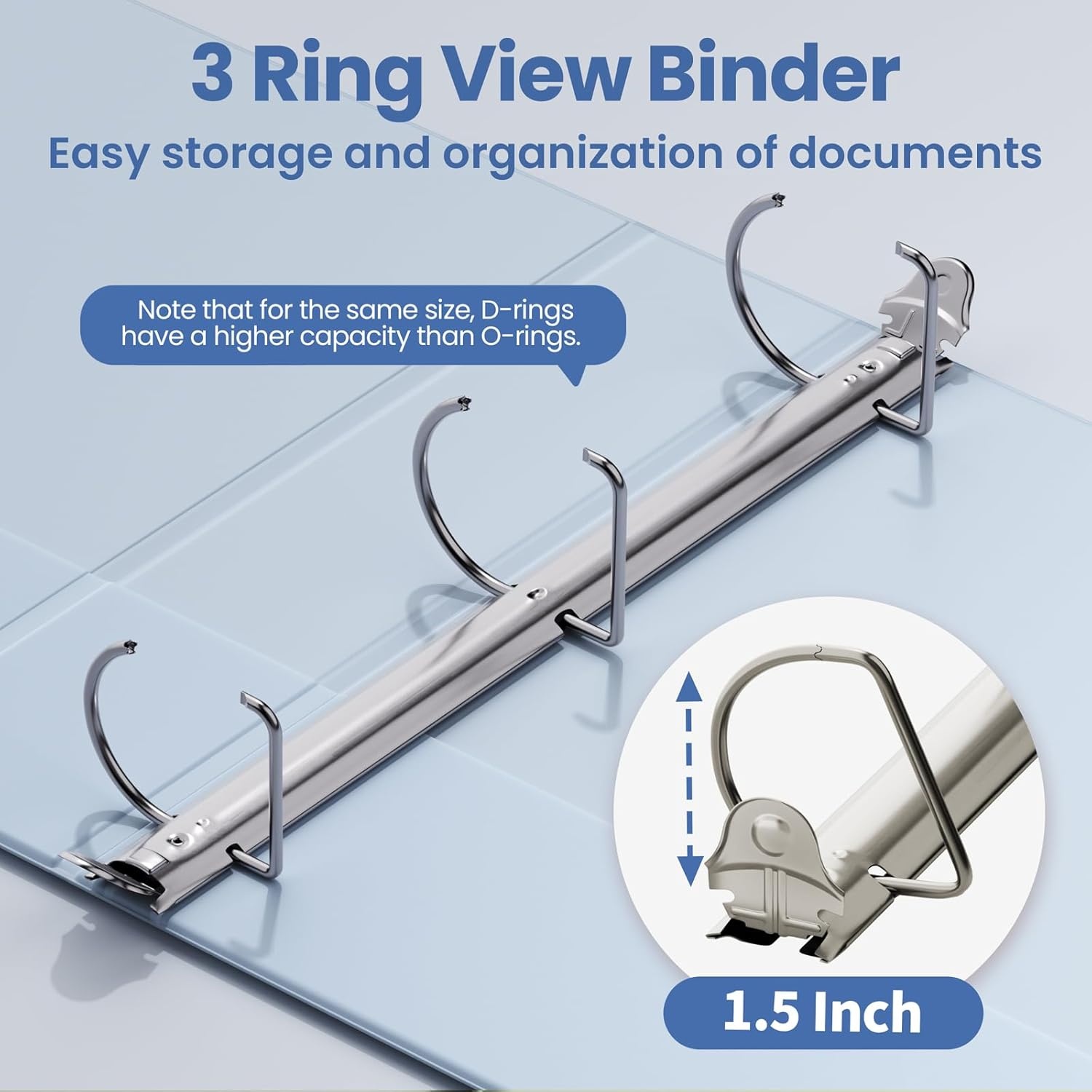 image:imageSUNEE 3 Ring Binder 2 Inch Clear View Binder Three Ring PVCFree Fit 85x11 Inches for School or Office Supplies Light Purple 2 PackHaze Blue