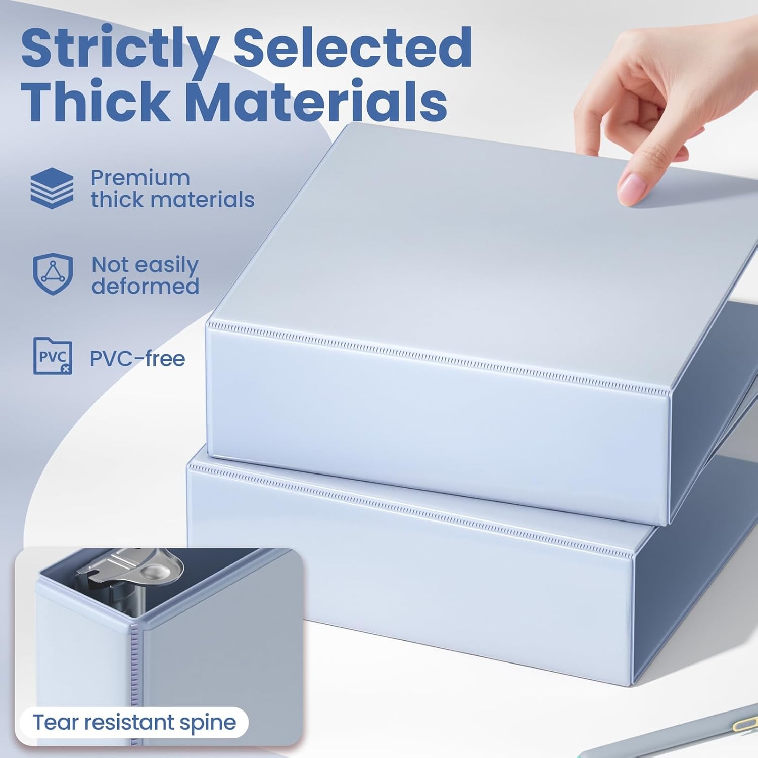 image:imageSUNEE 3 Ring Binder 2 Inch Clear View Binder Three Ring PVCFree Fit 85x11 Inches for School or Office Supplies Light Purple 2 PackHaze Blue