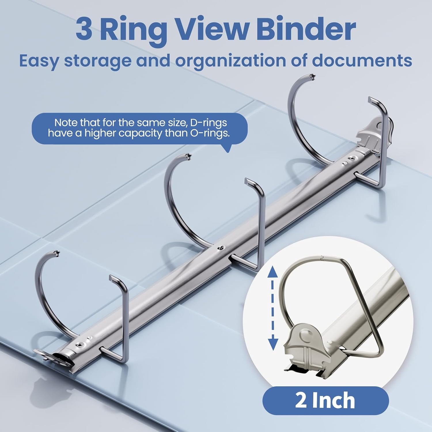 image:imageSUNEE 3 Ring Binder 2 Inch Clear View Binder Three Ring PVCFree Fit 85x11 Inches for School or Office Supplies Light Purple 2 PackHaze Blue