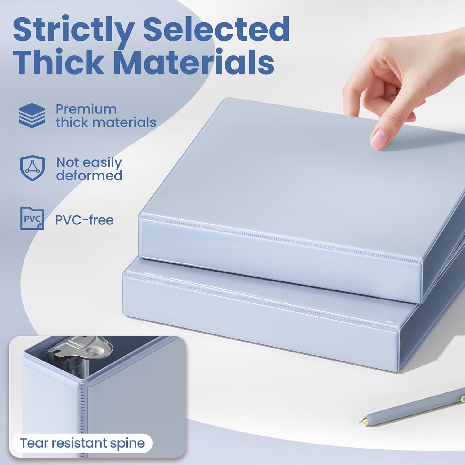 image:imageSUNEE 3 Ring Binder 2 Inch Clear View Binder Three Ring PVCFree Fit 85x11 Inches for School or Office Supplies Light Purple 2 PackHaze Blue