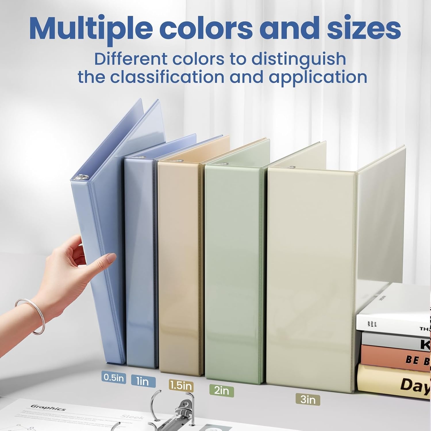 image:imageSUNEE 3 Ring Binder 2 Inch Clear View Binder Three Ring PVCFree Fit 85x11 Inches for School or Office Supplies Light Purple 2 PackHaze Blue