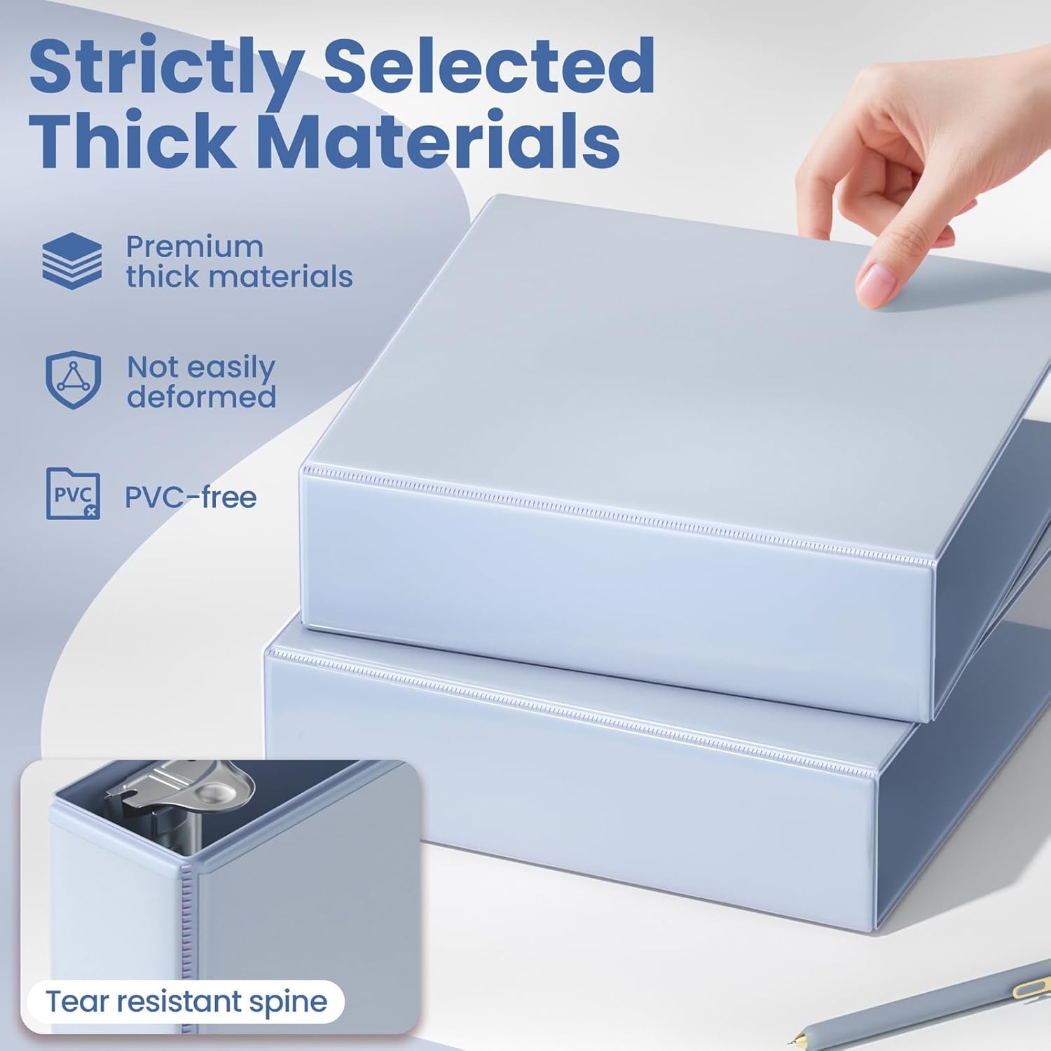 image:imageSUNEE 3 Ring Binder 2 Inch Clear View Binder Three Ring PVCFree Fit 85x11 Inches for School or Office Supplies Light Purple 2 PackHaze Blue