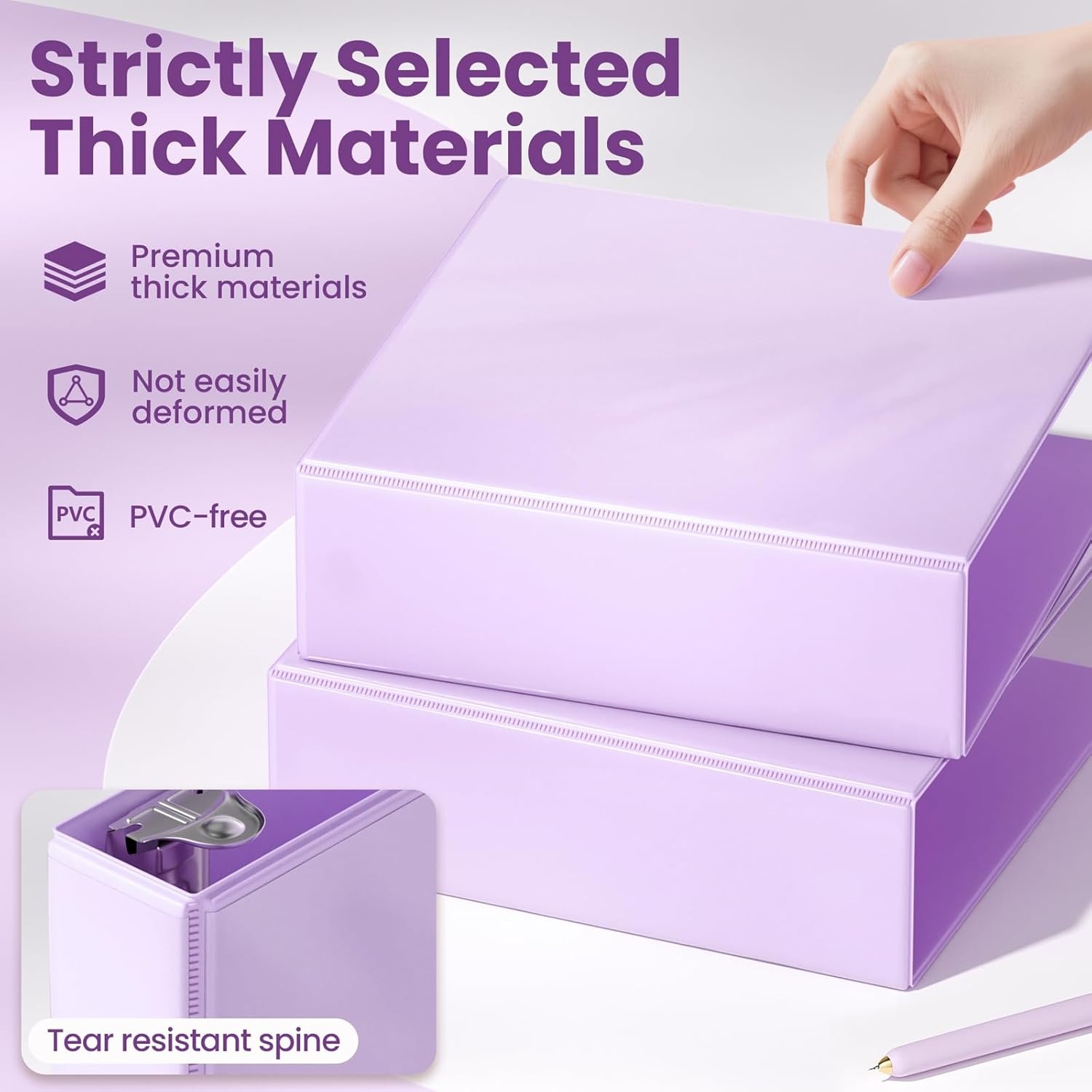 image:imageSUNEE 3 Ring Binder 2 Inch Clear View Binder Three Ring PVCFree Fit 85x11 Inches for School or Office Supplies Light Purple 2 PackLight Purple