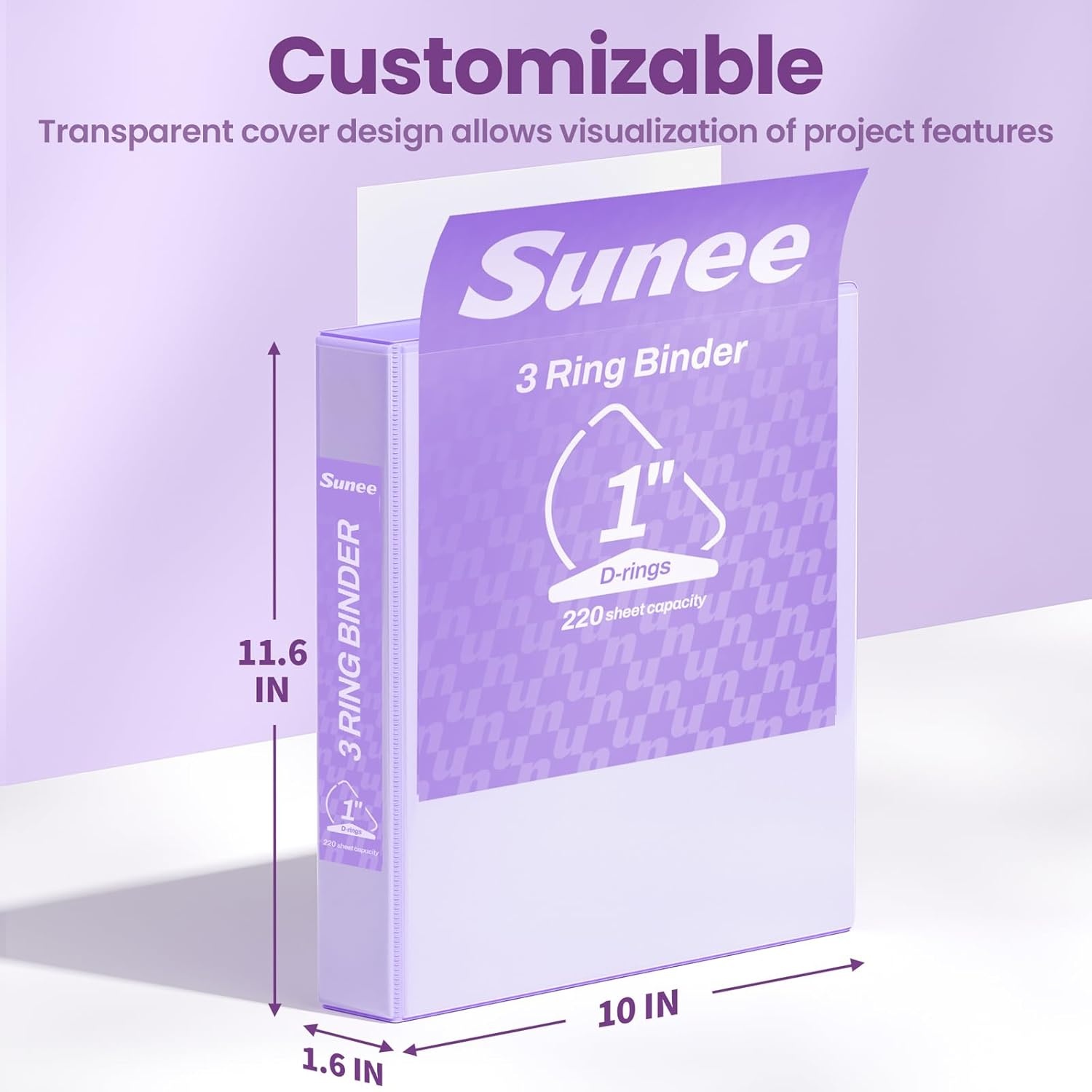 image:imageSUNEE 3 Ring Binder 2 Inch Clear View Binder Three Ring PVCFree Fit 85x11 Inches for School or Office Supplies Light Purple 2 PackLight Purple