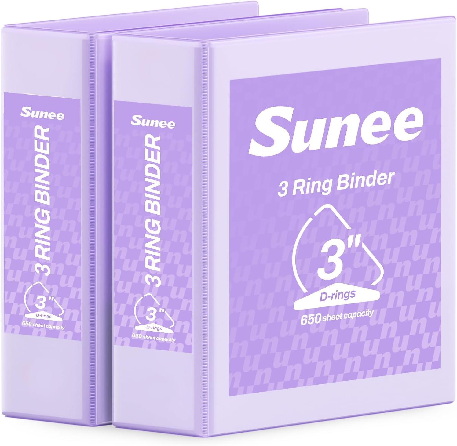 image:imageSUNEE 3 Ring Binder 2 Inch Clear View Binder Three Ring PVCFree Fit 85x11 Inches for School or Office Supplies Light Purple 2 PackLight Purple