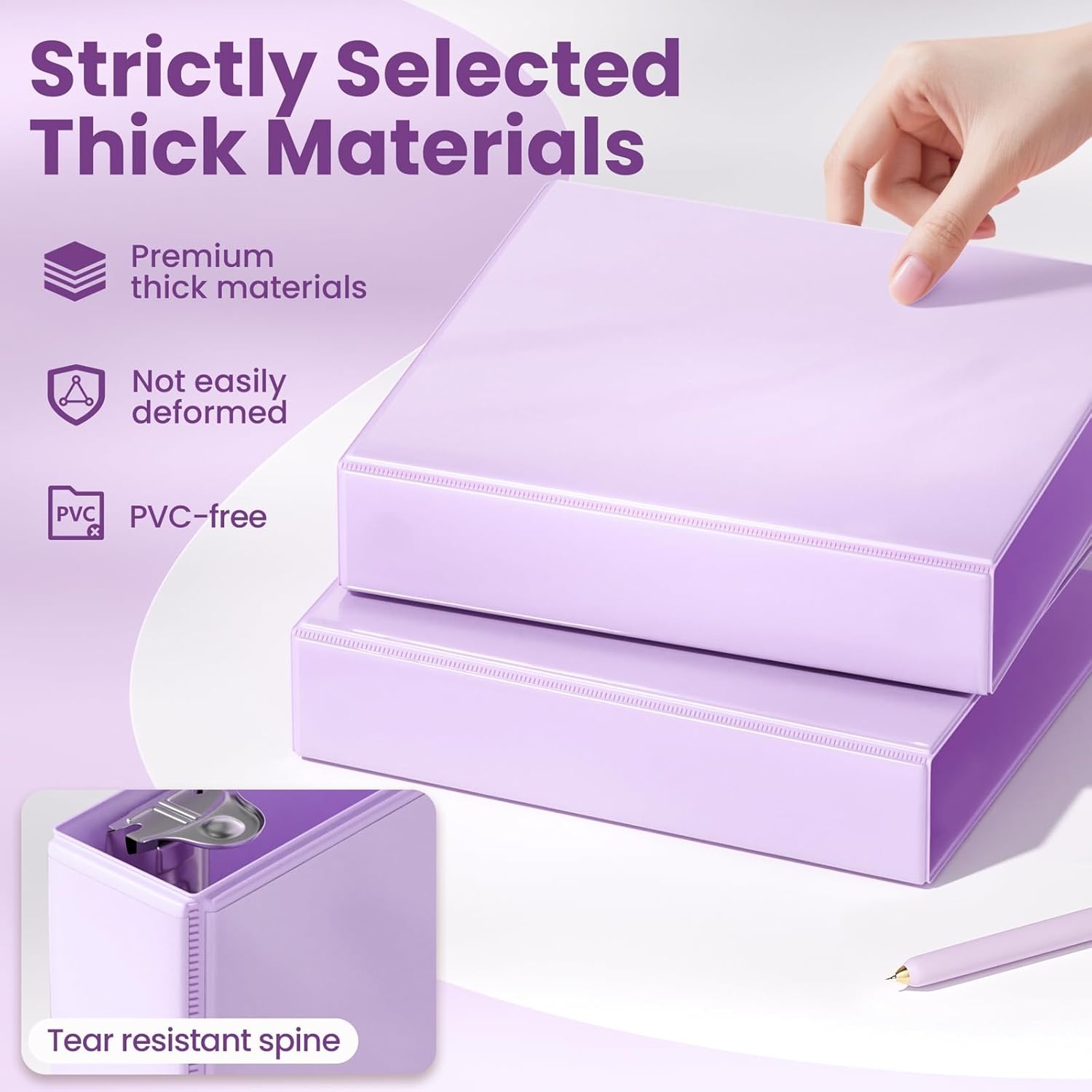 image:imageSUNEE 3 Ring Binder 2 Inch Clear View Binder Three Ring PVCFree Fit 85x11 Inches for School or Office Supplies Light Purple 2 PackLight Purple