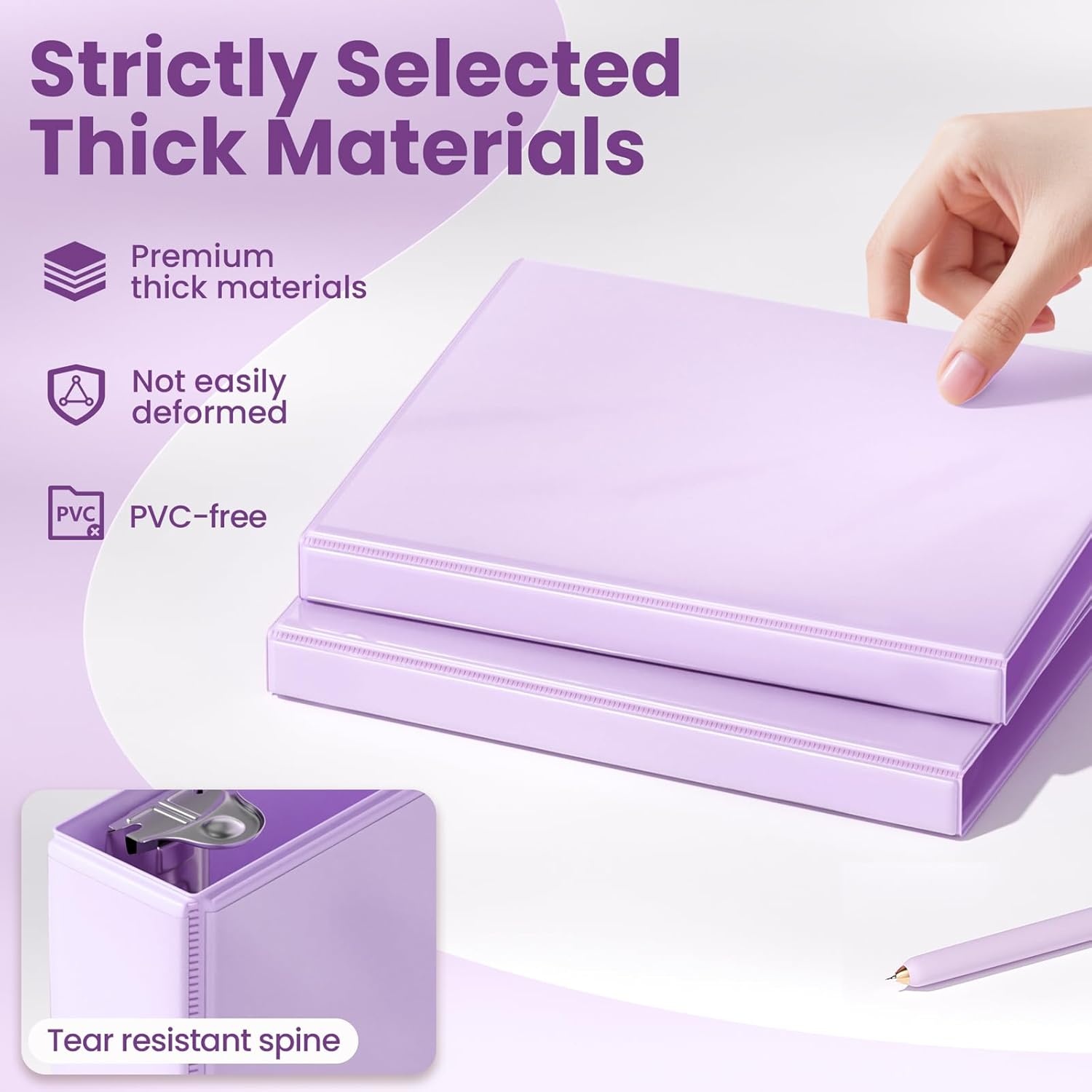 image:imageSUNEE 3 Ring Binder 2 Inch Clear View Binder Three Ring PVCFree Fit 85x11 Inches for School or Office Supplies Light Purple 2 PackLight Purple