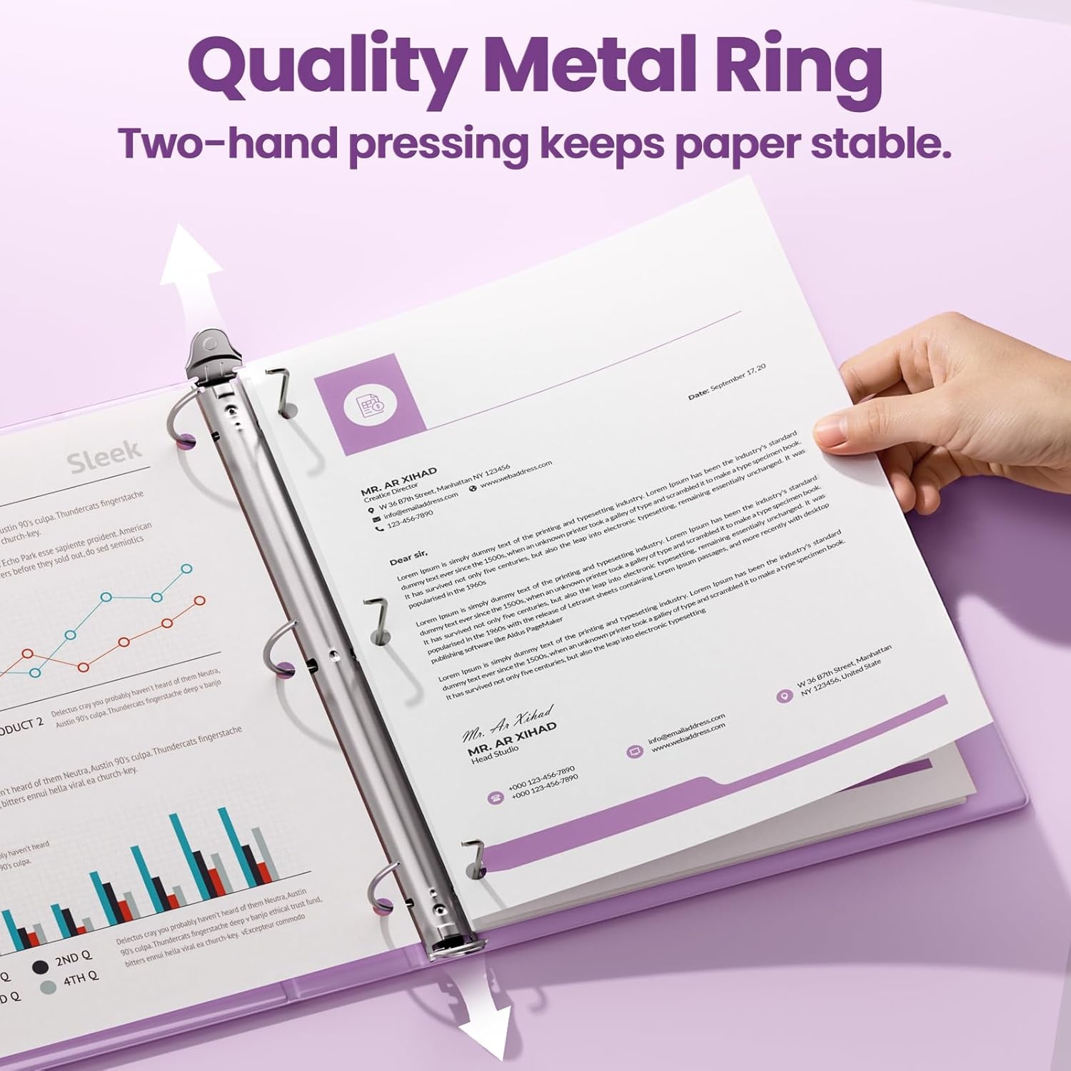 image:imageSUNEE 3 Ring Binder 2 Inch Clear View Binder Three Ring PVCFree Fit 85x11 Inches for School or Office Supplies Light Purple 2 PackLight Purple