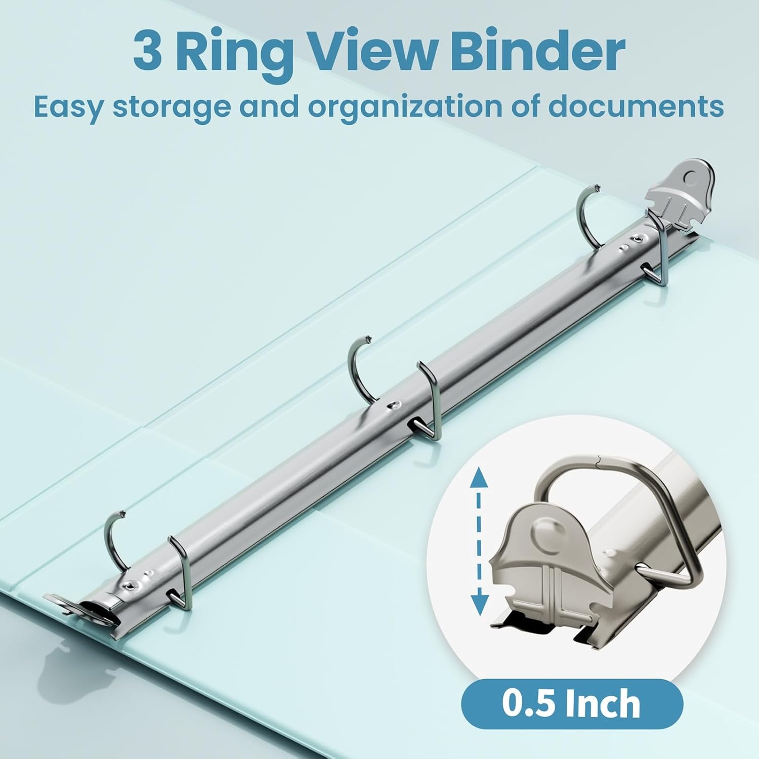 image:imageSUNEE 3 Ring Binder 2 Inch Clear View Binder Three Ring PVCFree Fit 85x11 Inches for School or Office Supplies Light Purple 2 PackPastel Blue