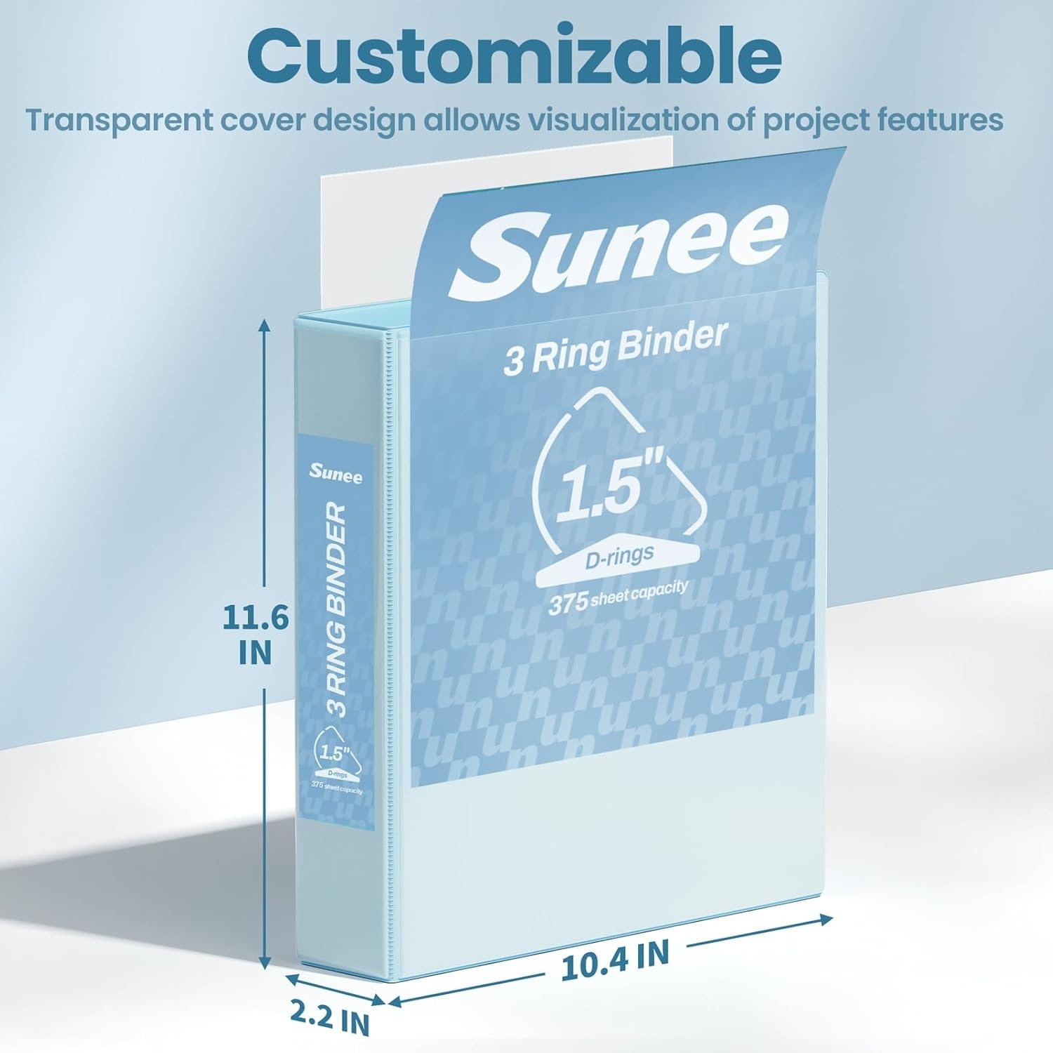 image:imageSUNEE 3 Ring Binder 2 Inch Clear View Binder Three Ring PVCFree Fit 85x11 Inches for School or Office Supplies Light Purple 2 PackPastel Blue