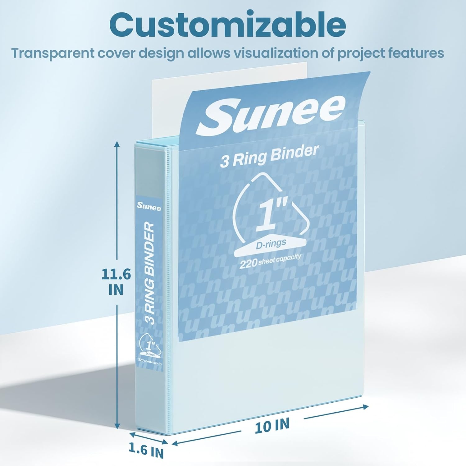 image:imageSUNEE 3 Ring Binder 2 Inch Clear View Binder Three Ring PVCFree Fit 85x11 Inches for School or Office Supplies Light Purple 2 PackPastel Blue