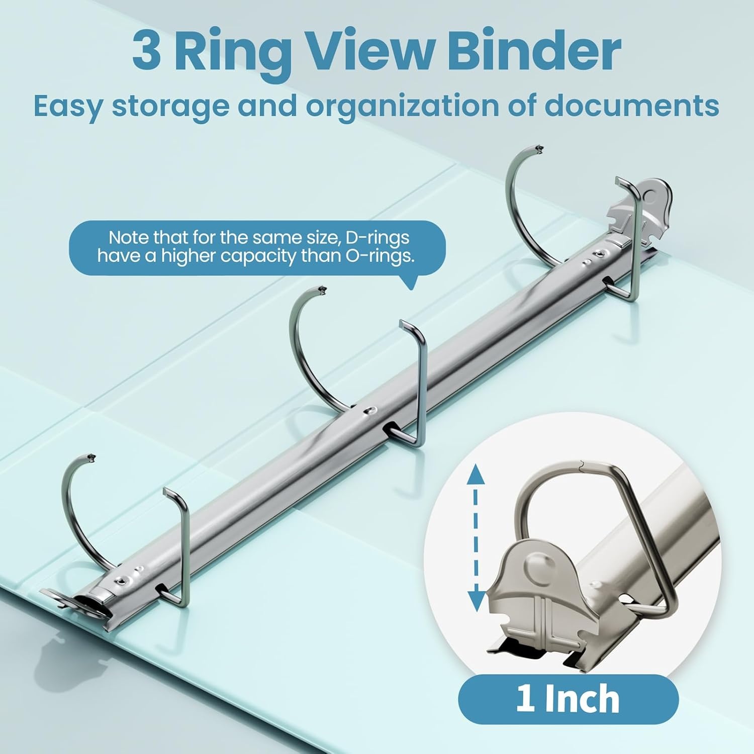image:imageSUNEE 3 Ring Binder 2 Inch Clear View Binder Three Ring PVCFree Fit 85x11 Inches for School or Office Supplies Light Purple 2 PackPastel Blue