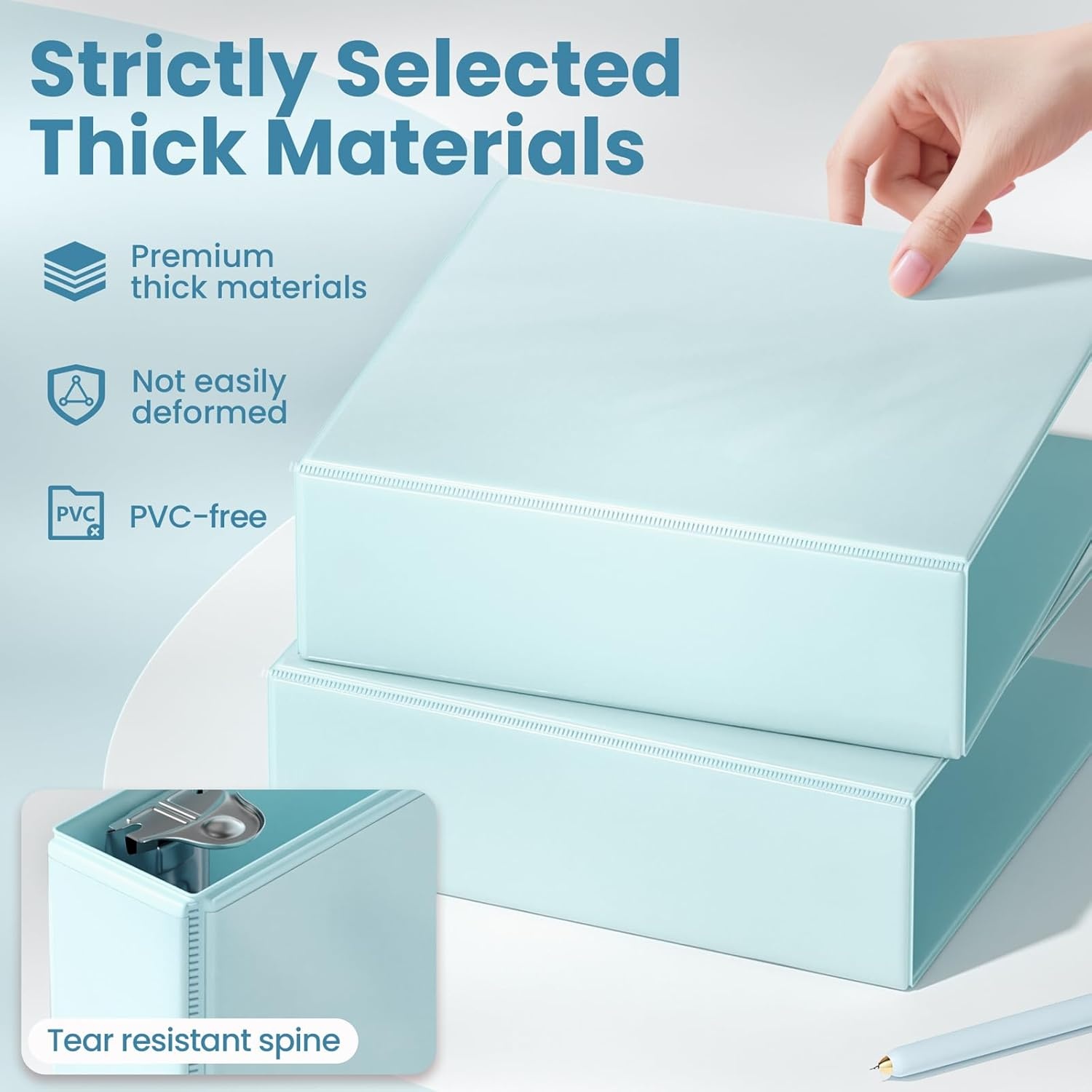 image:imageSUNEE 3 Ring Binder 2 Inch Clear View Binder Three Ring PVCFree Fit 85x11 Inches for School or Office Supplies Light Purple 2 PackPastel Blue