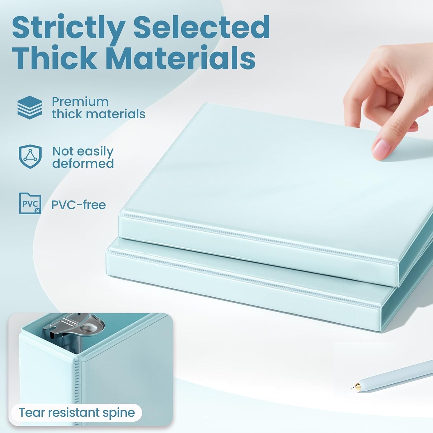 image:imageSUNEE 3 Ring Binder 2 Inch Clear View Binder Three Ring PVCFree Fit 85x11 Inches for School or Office Supplies Light Purple 2 PackPastel Blue