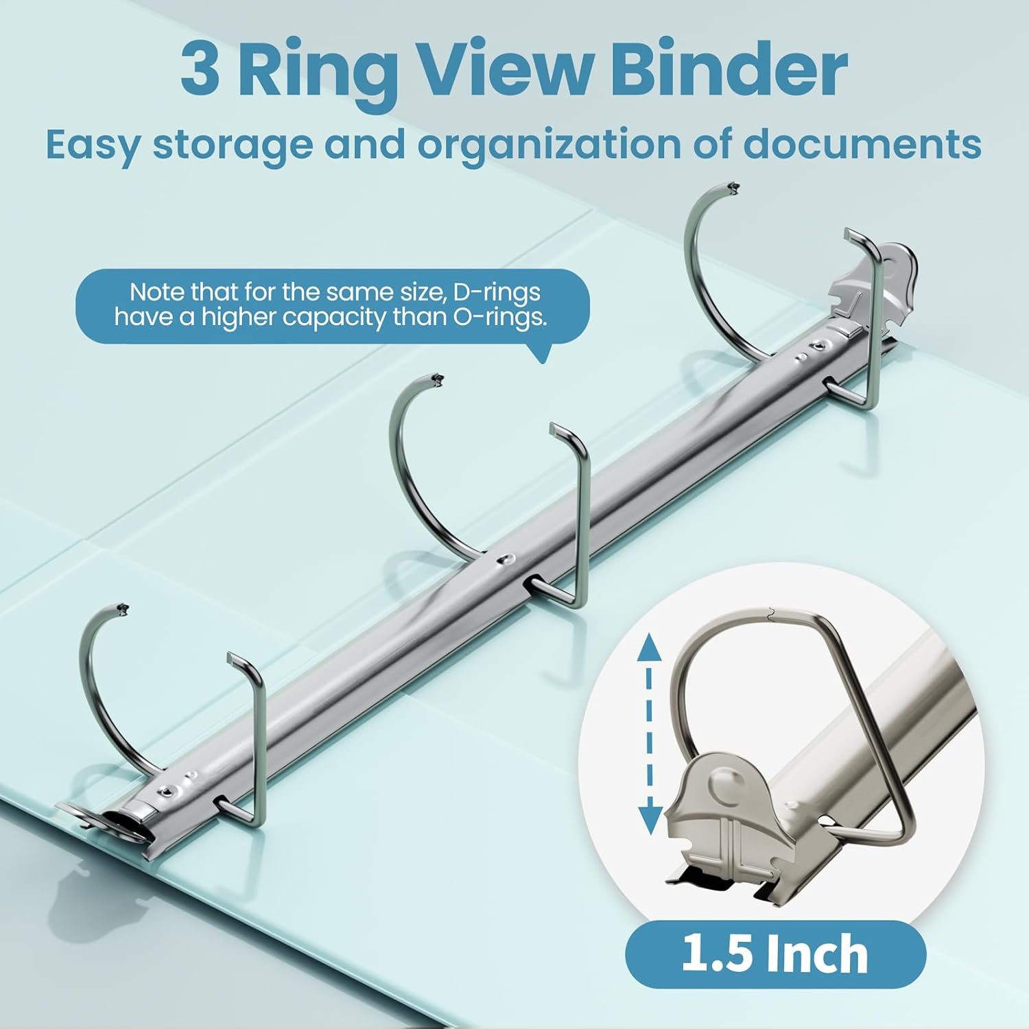 image:imageSUNEE 3 Ring Binder 2 Inch Clear View Binder Three Ring PVCFree Fit 85x11 Inches for School or Office Supplies Light Purple 2 PackPastel Blue