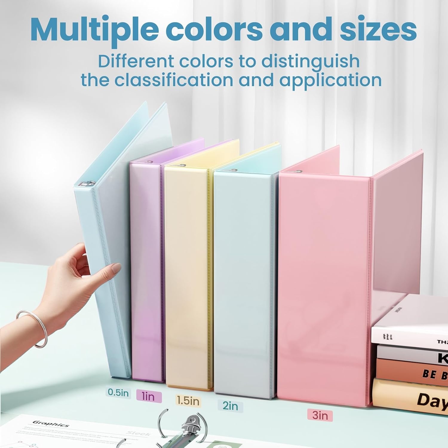 image:imageSUNEE 3 Ring Binder 2 Inch Clear View Binder Three Ring PVCFree Fit 85x11 Inches for School or Office Supplies Light Purple 2 PackPastel Blue