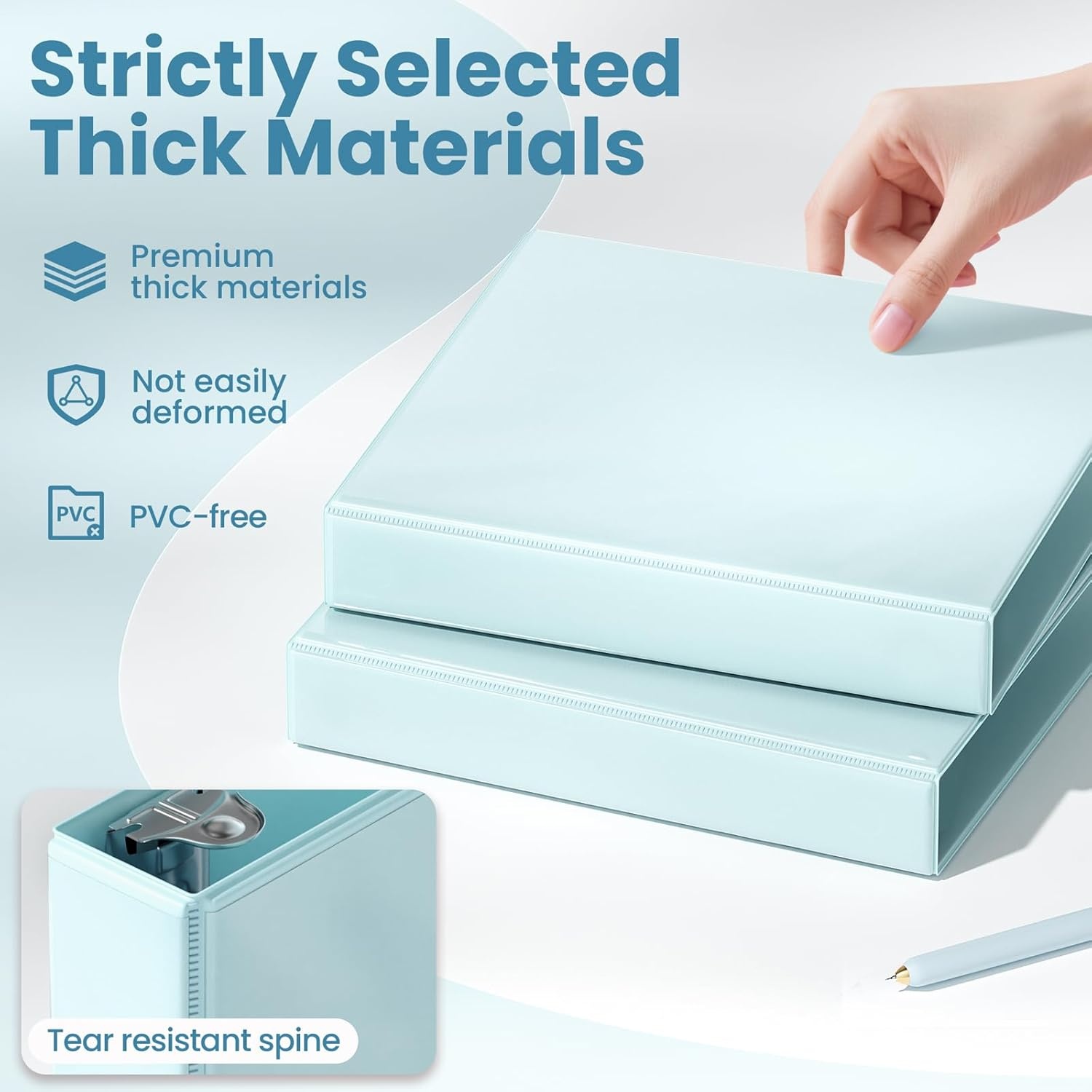 image:imageSUNEE 3 Ring Binder 2 Inch Clear View Binder Three Ring PVCFree Fit 85x11 Inches for School or Office Supplies Light Purple 2 PackPastel Blue