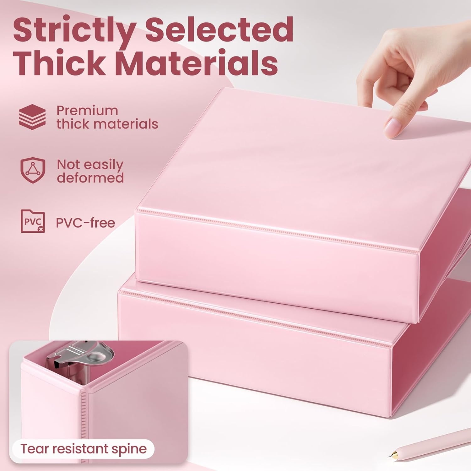 image:imageSUNEE 3 Ring Binder 2 Inch Clear View Binder Three Ring PVCFree Fit 85x11 Inches for School or Office Supplies Light Purple 2 PackPink