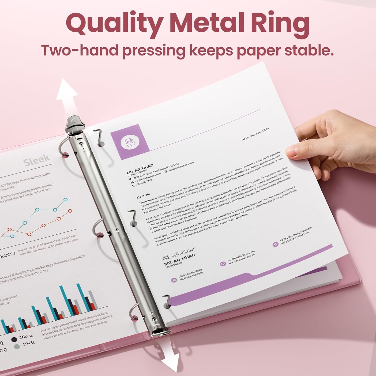 image:imageSUNEE 3 Ring Binder 2 Inch Clear View Binder Three Ring PVCFree Fit 85x11 Inches for School or Office Supplies Light Purple 2 PackPink
