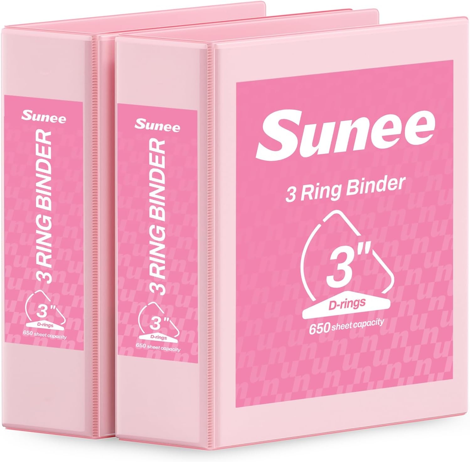 image:imageSUNEE 3 Ring Binder 2 Inch Clear View Binder Three Ring PVCFree Fit 85x11 Inches for School or Office Supplies Light Purple 2 PackPink
