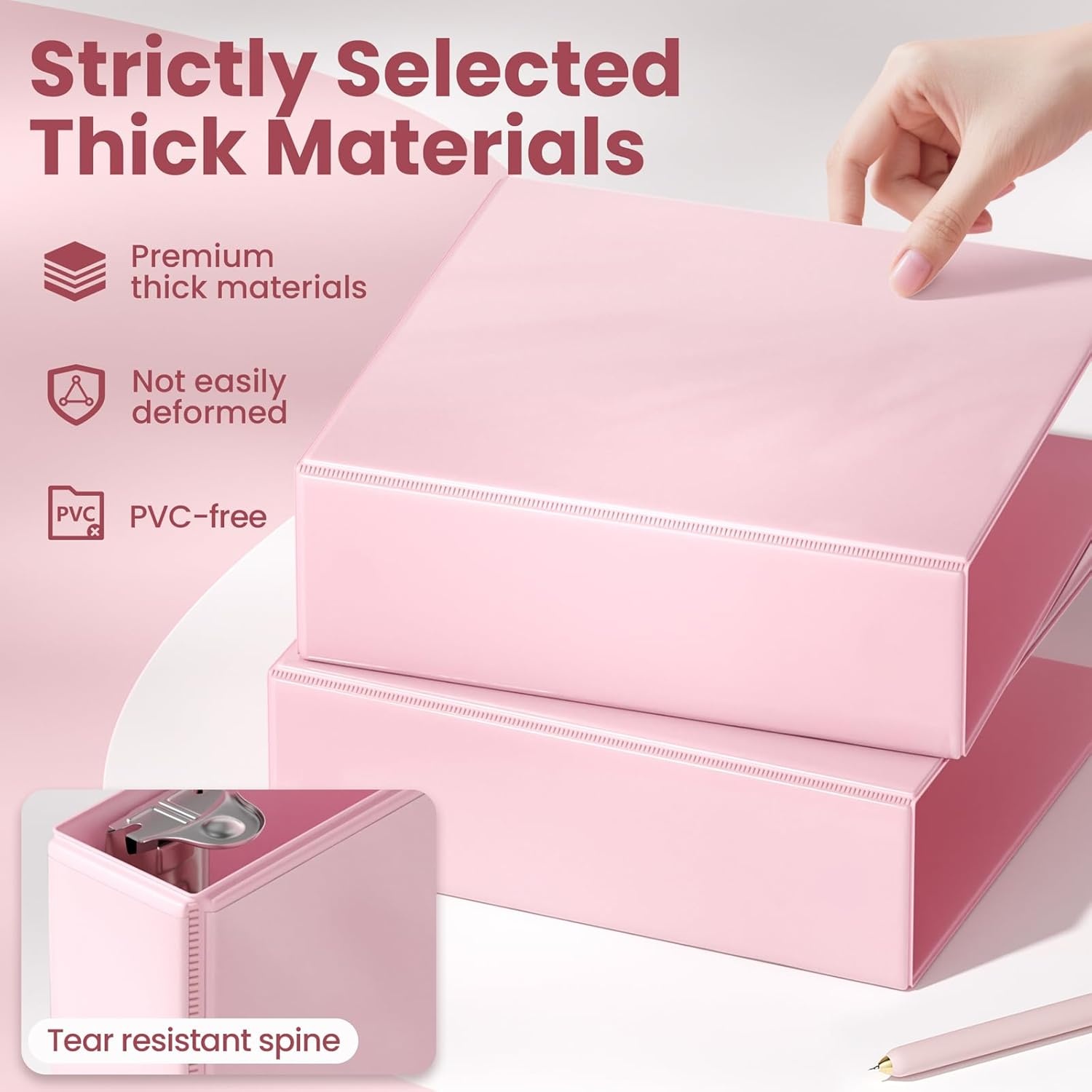 image:imageSUNEE 3 Ring Binder 2 Inch Clear View Binder Three Ring PVCFree Fit 85x11 Inches for School or Office Supplies Light Purple 2 PackPink