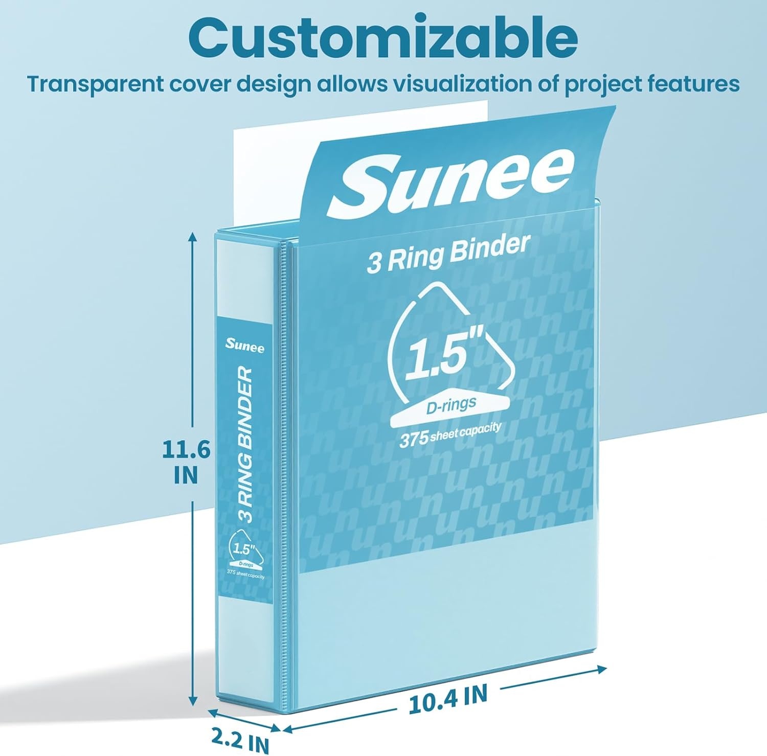 image:imageSUNEE 3 Ring Binder 2 Inch Clear View Binder Three Ring PVCFree Fit 85x11 Inches for School or Office Supplies Light Purple 2 PackSky Blue