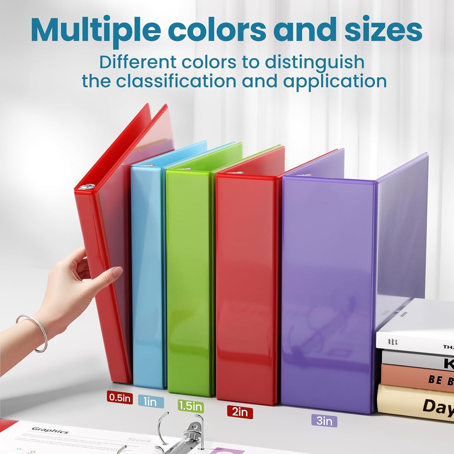 image:imageSUNEE 3 Ring Binder 2 Inch Clear View Binder Three Ring PVCFree Fit 85x11 Inches for School or Office Supplies Light Purple 2 PackSky Blue