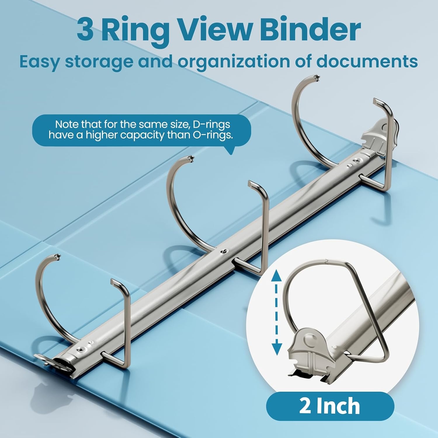 image:imageSUNEE 3 Ring Binder 2 Inch Clear View Binder Three Ring PVCFree Fit 85x11 Inches for School or Office Supplies Light Purple 2 PackSky Blue