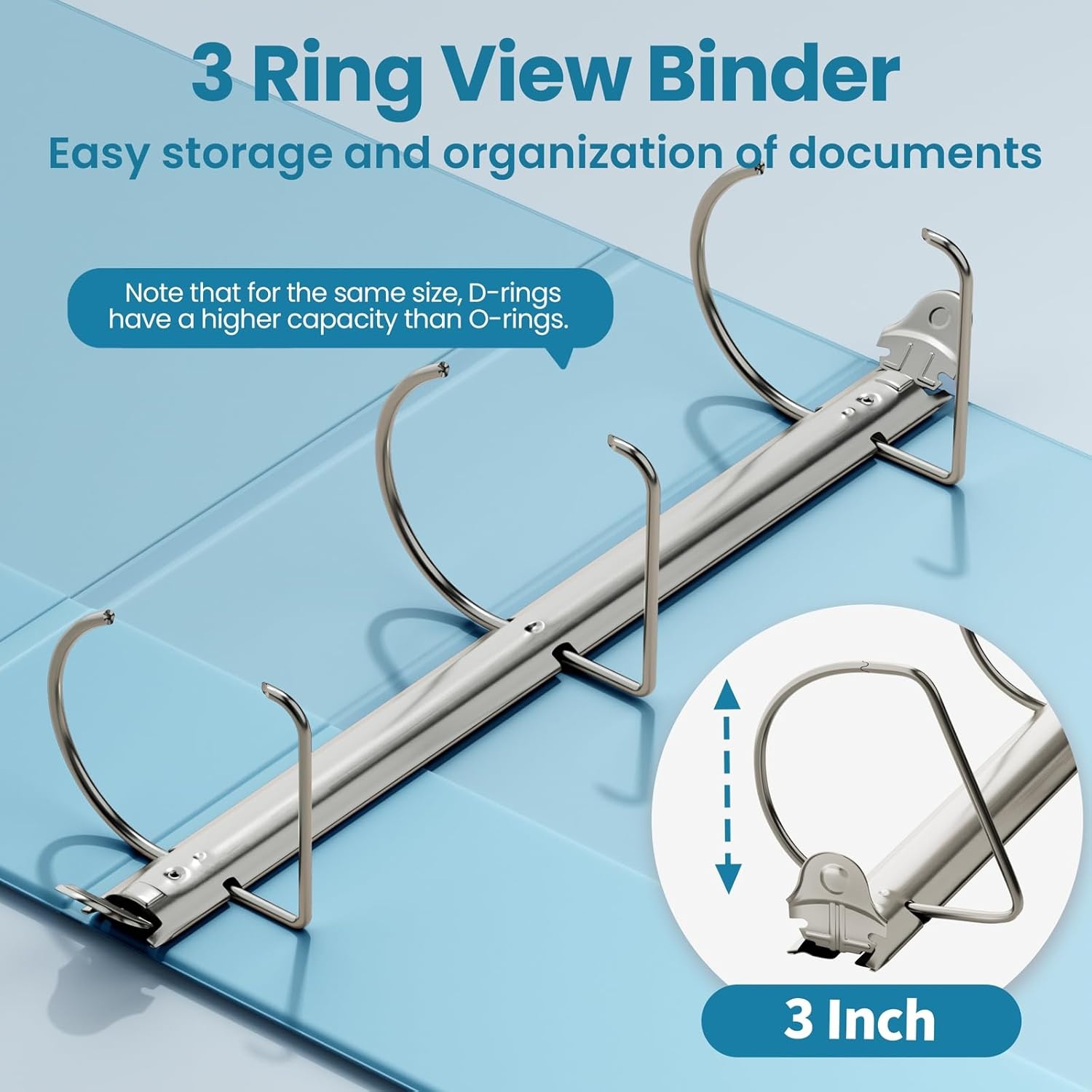 image:imageSUNEE 3 Ring Binder 2 Inch Clear View Binder Three Ring PVCFree Fit 85x11 Inches for School or Office Supplies Light Purple 2 PackSky Blue