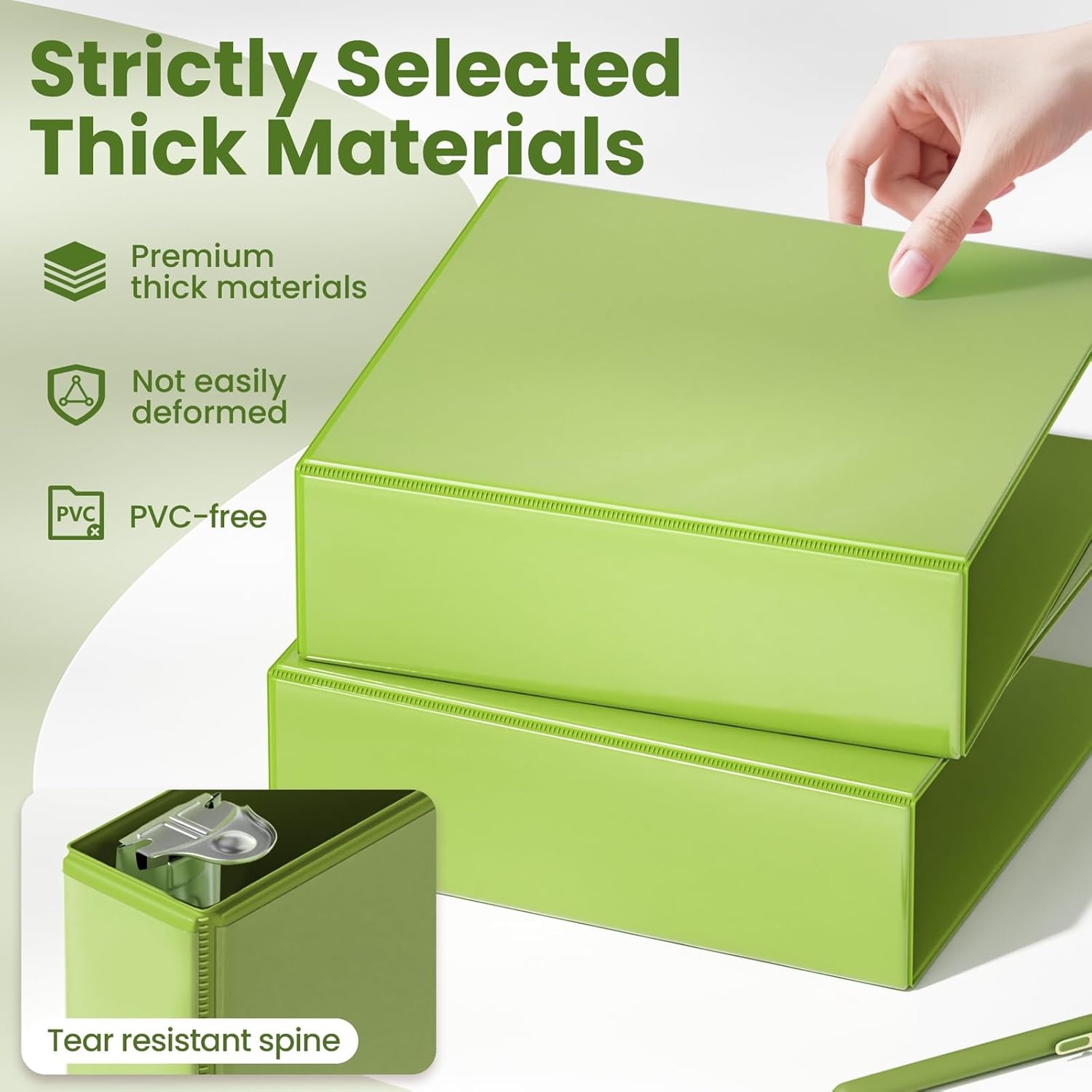 image:imageSUNEE 3 Ring Binder 2 Inch Clear View Binder Three Ring PVCFree Fit 85x11 Inches for School or Office Supplies Light Purple 2 PackTender Green