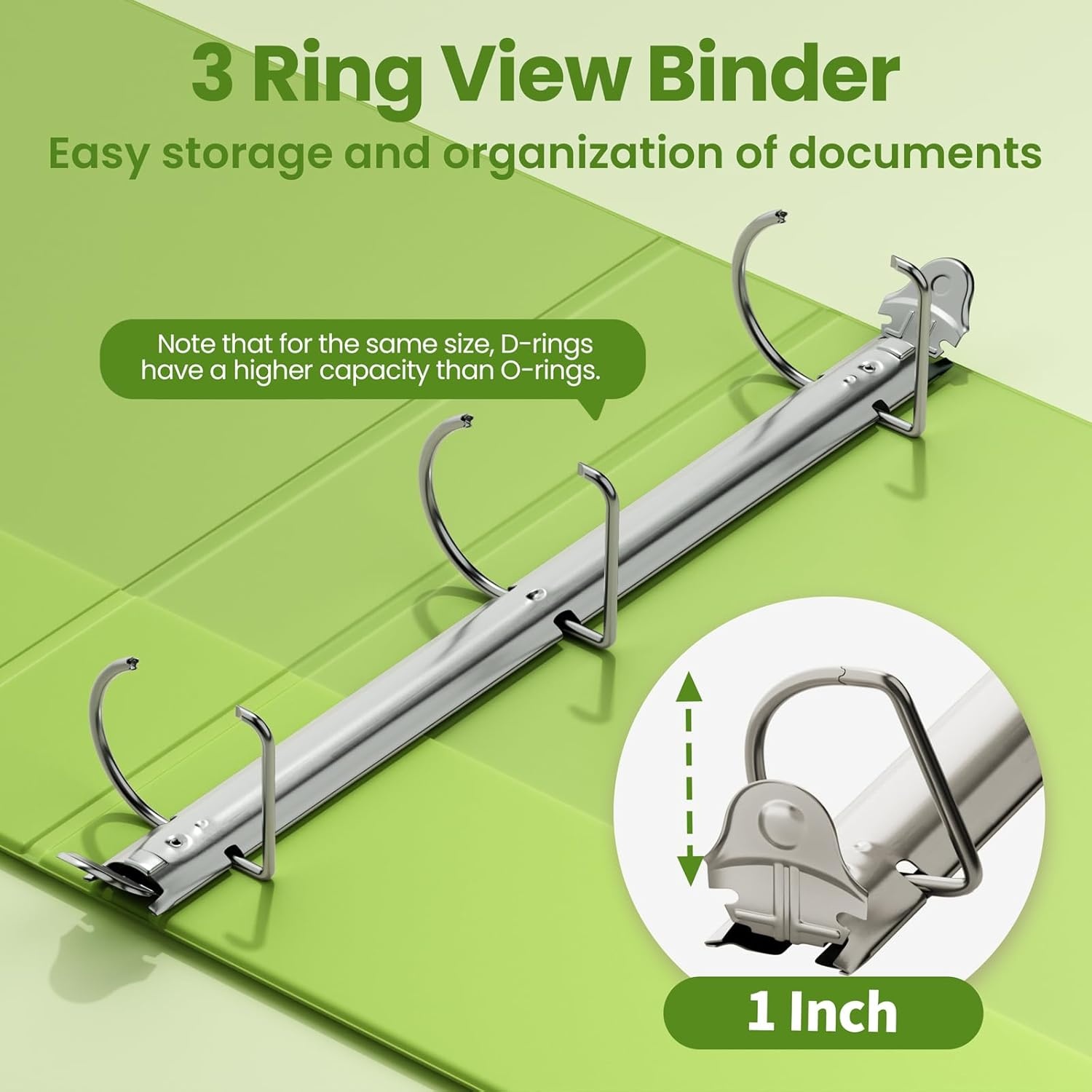 image:imageSUNEE 3 Ring Binder 2 Inch Clear View Binder Three Ring PVCFree Fit 85x11 Inches for School or Office Supplies Light Purple 2 PackTender Green